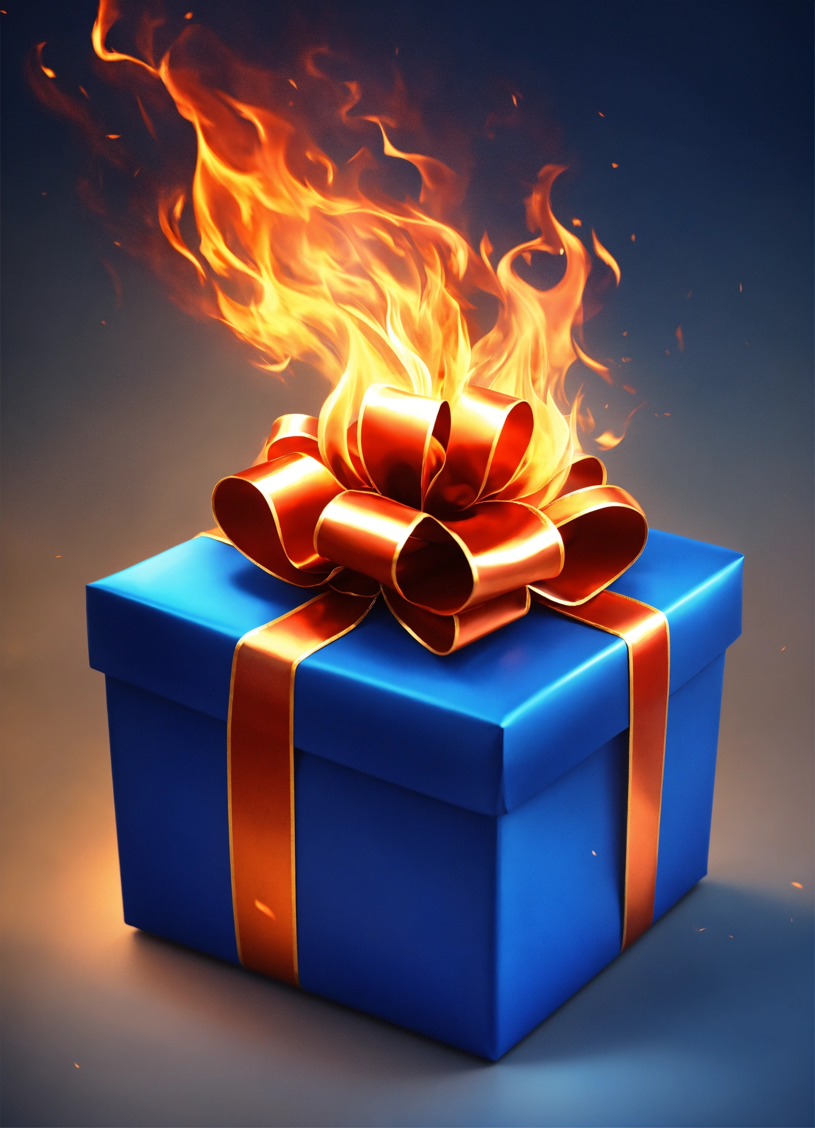 Lexica - Blue Gift with fire realistic