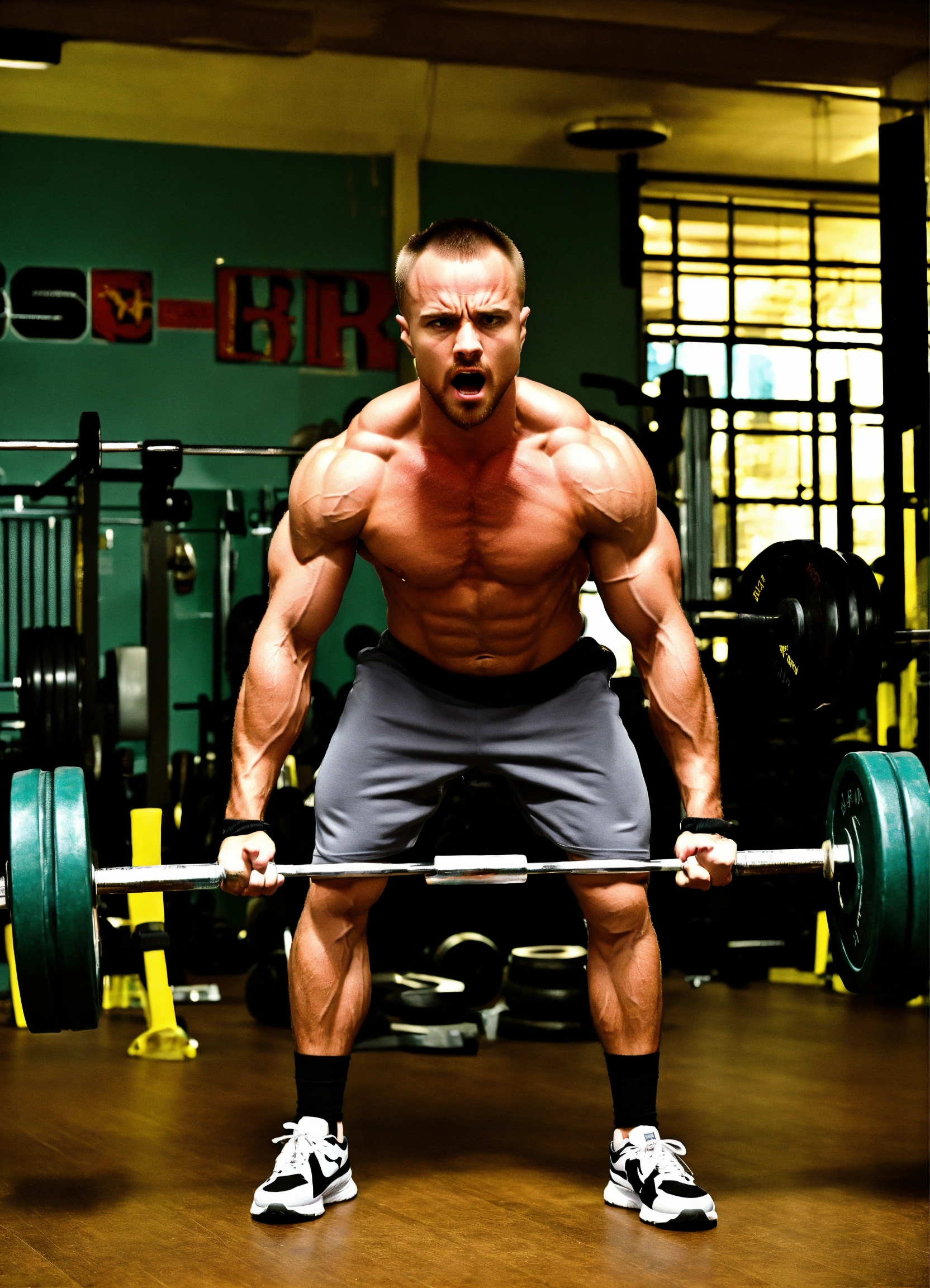 Lexica - Bodybuilder jesse pinkman lifting weight in the gym with anger ...