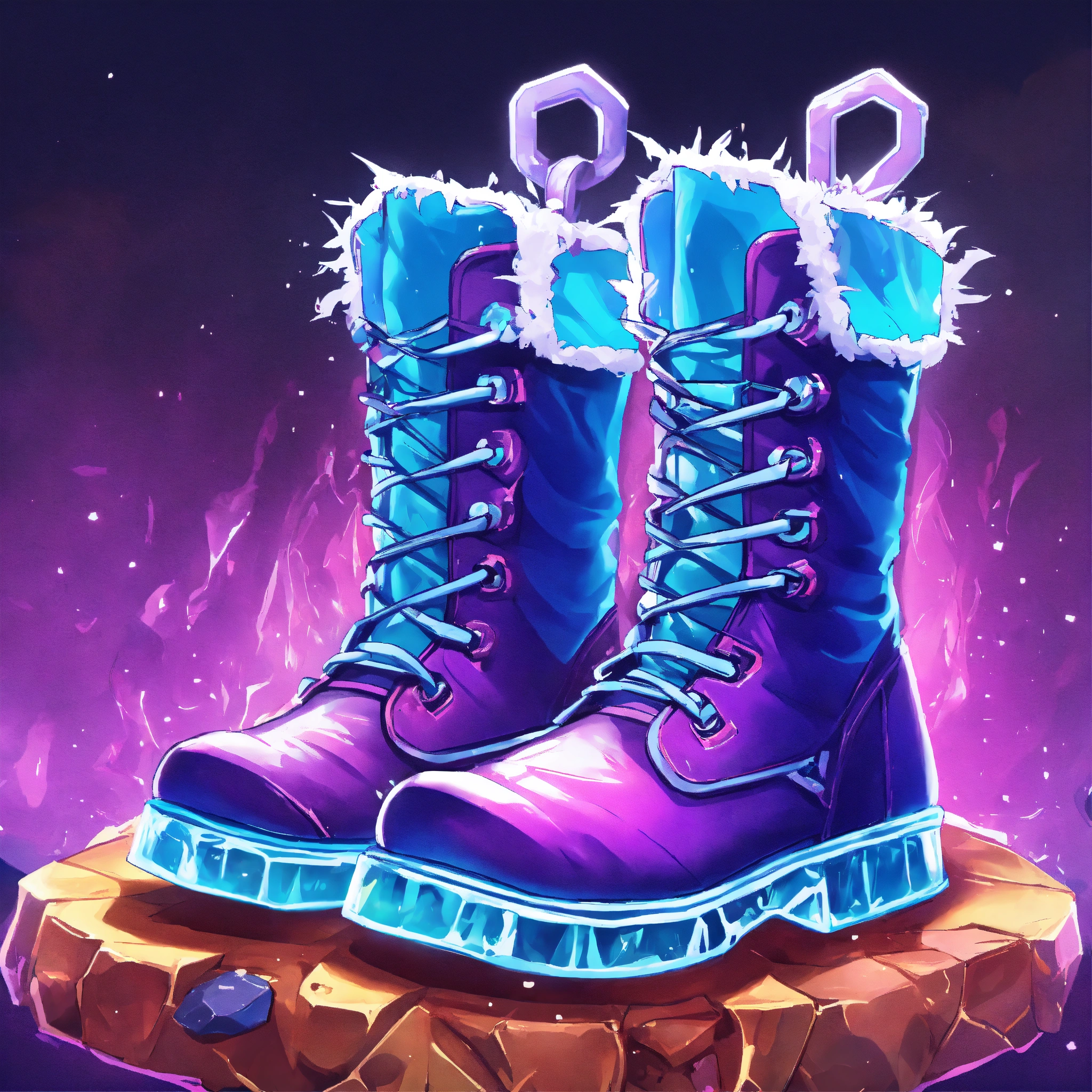 Lexica - Ice chains tight around the boot. A single full scale colorful ...
