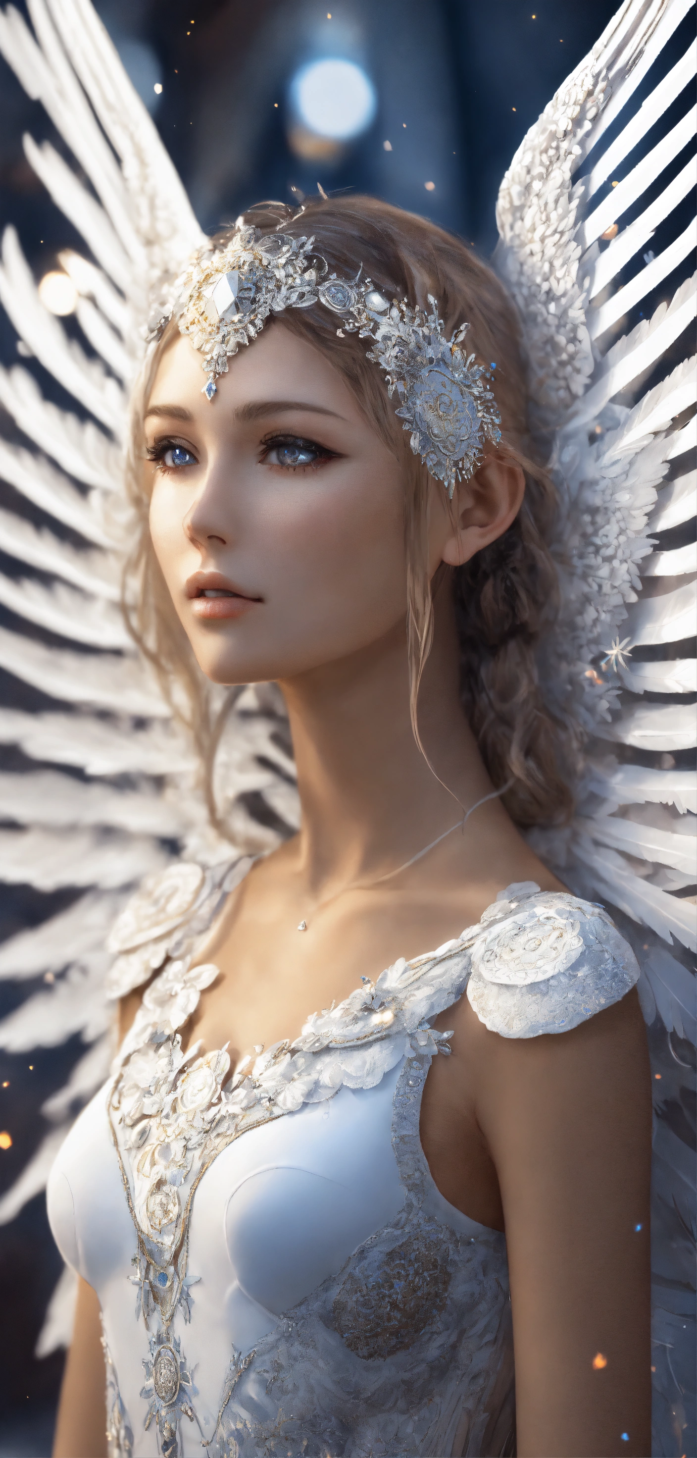 Lexica - Angel woman with white angel wings, large and detailed 4D ...