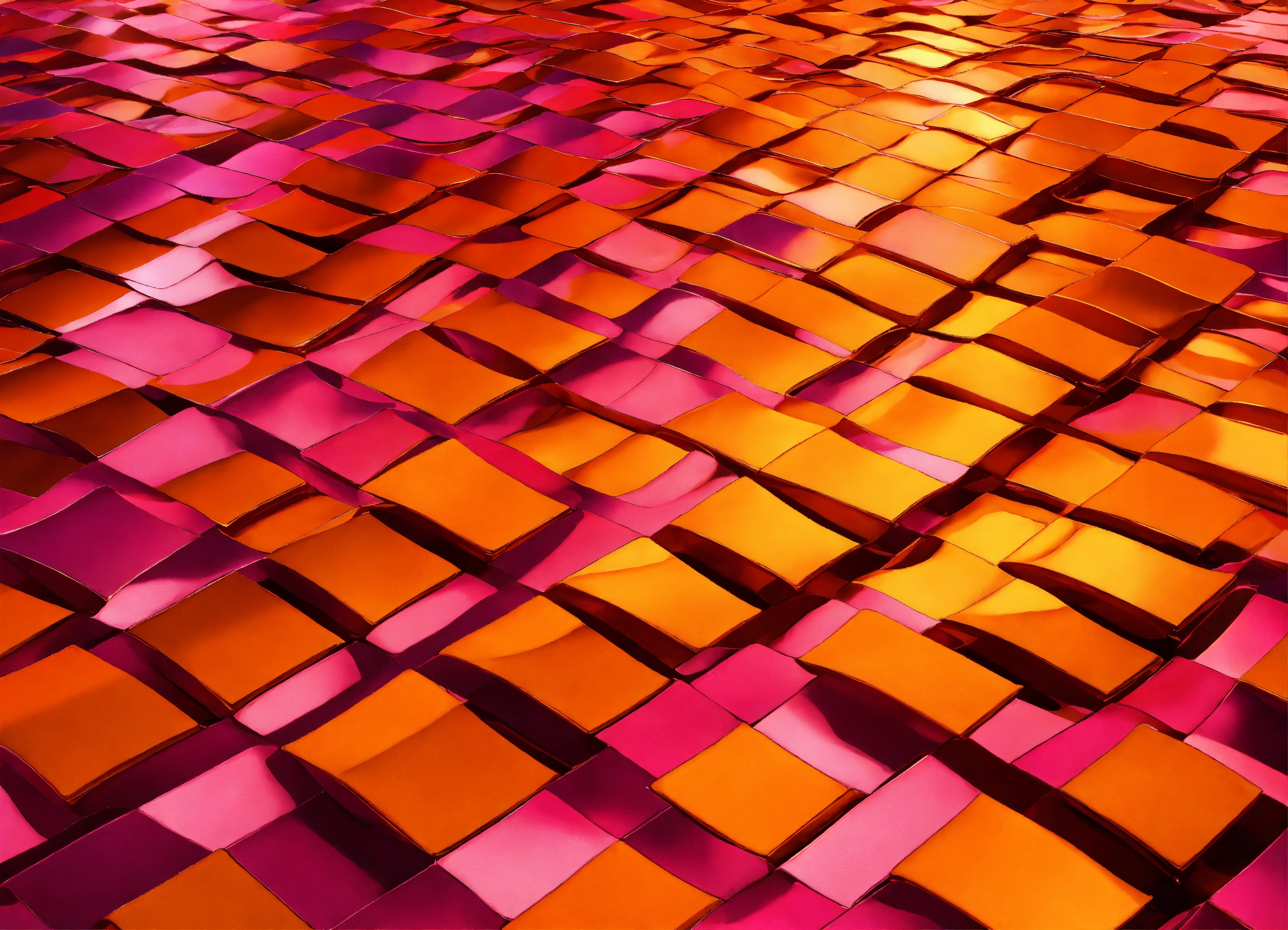 Lexica - Shiny metallic pink and orange large checkerboard pattern ...