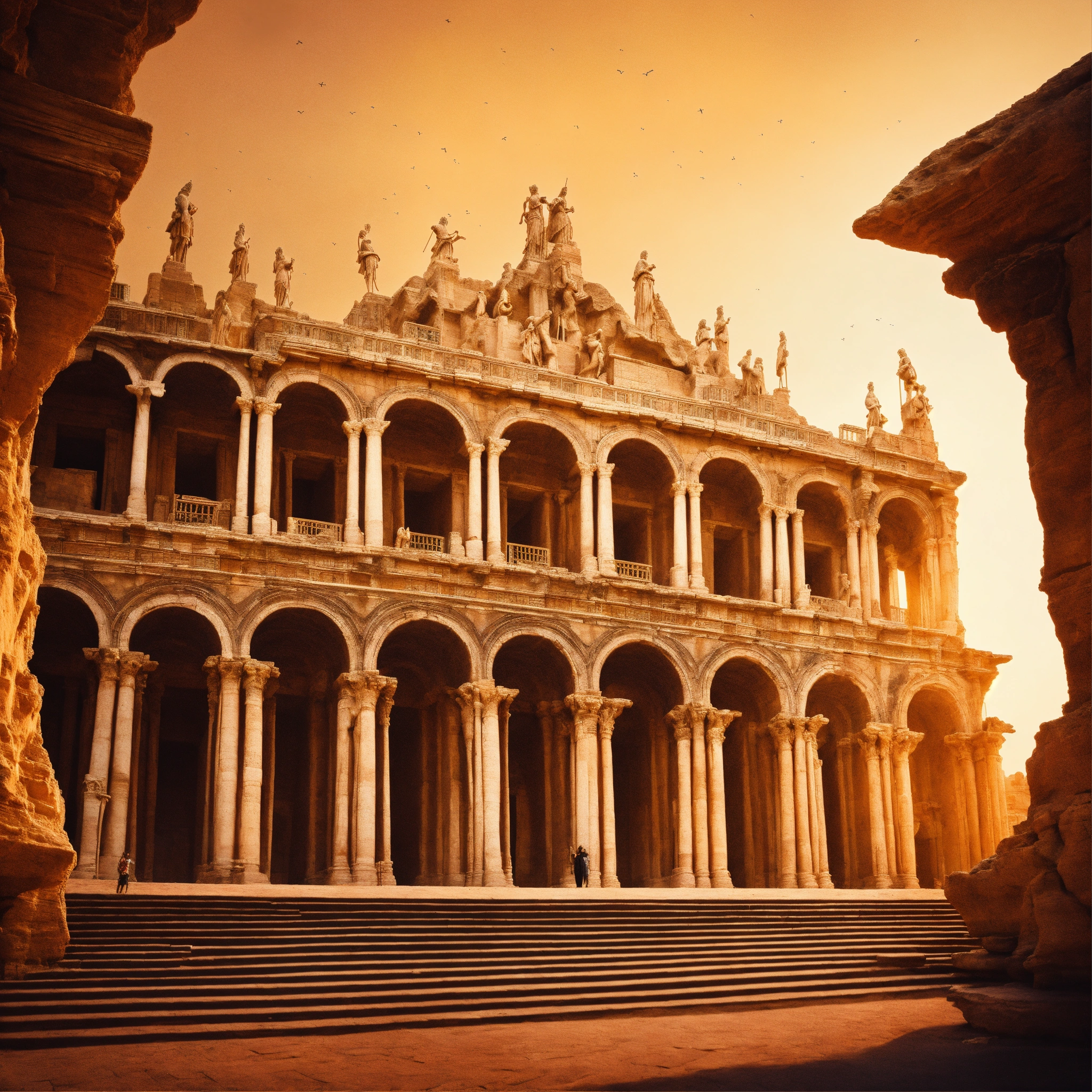 Lexica - Gigantic magnificent futuristic facade of a palace, with ...