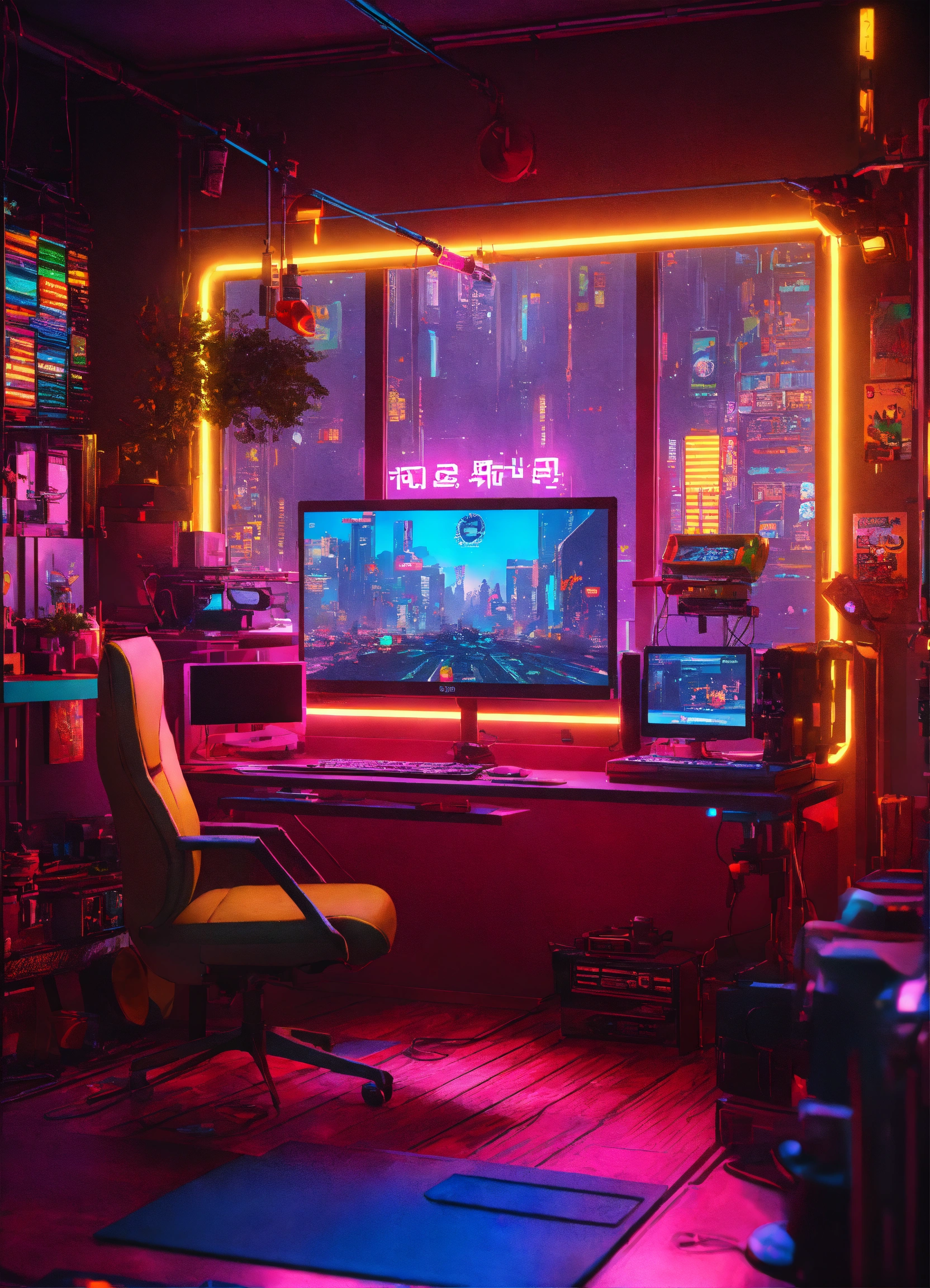 Lexica - Cartoon Cyberpunk room wit pc setup, unreal engine 5 render ...