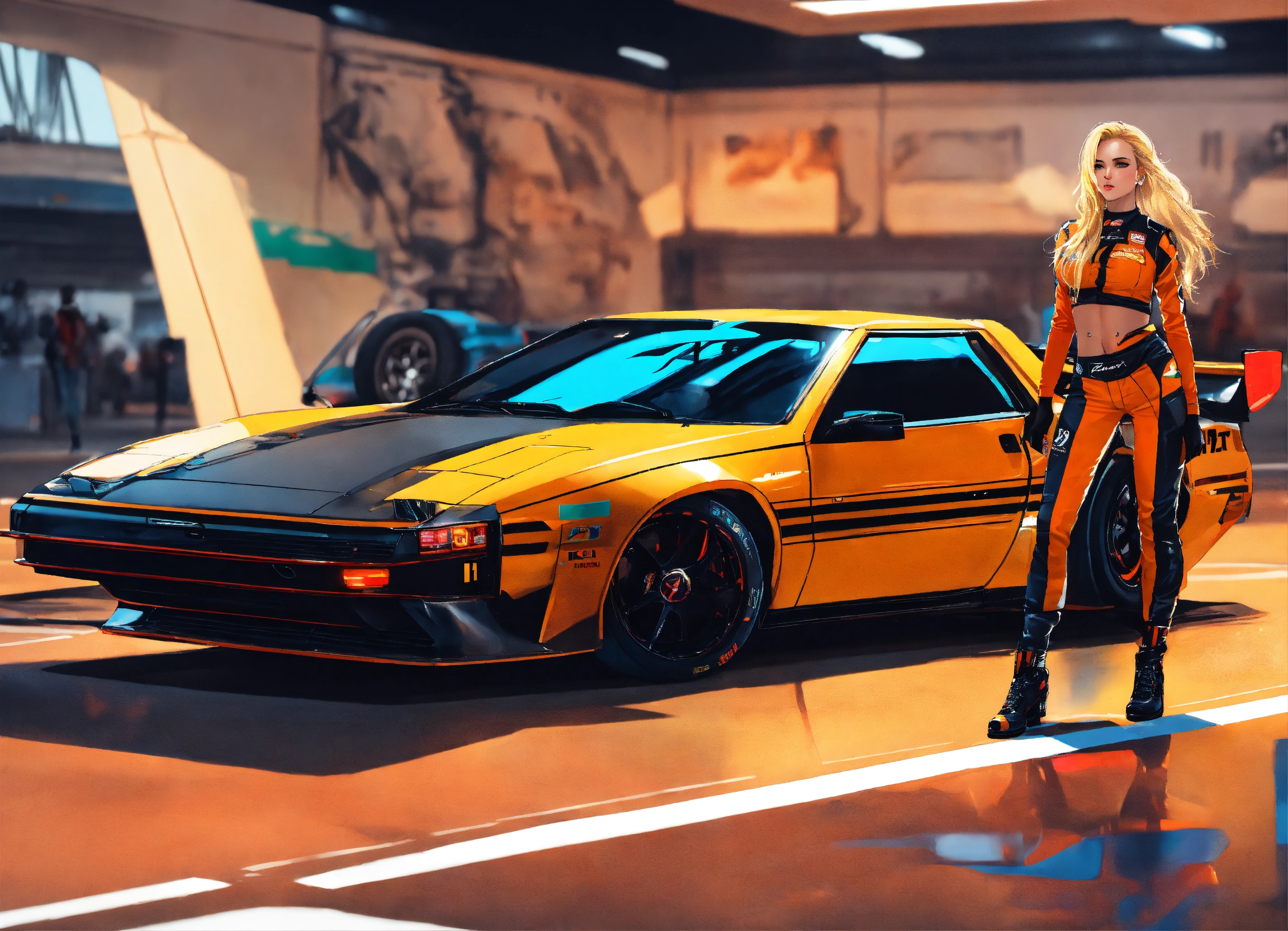 Lexica - Picture of Cyberpunk Dream girl with blond hair, standing next ...