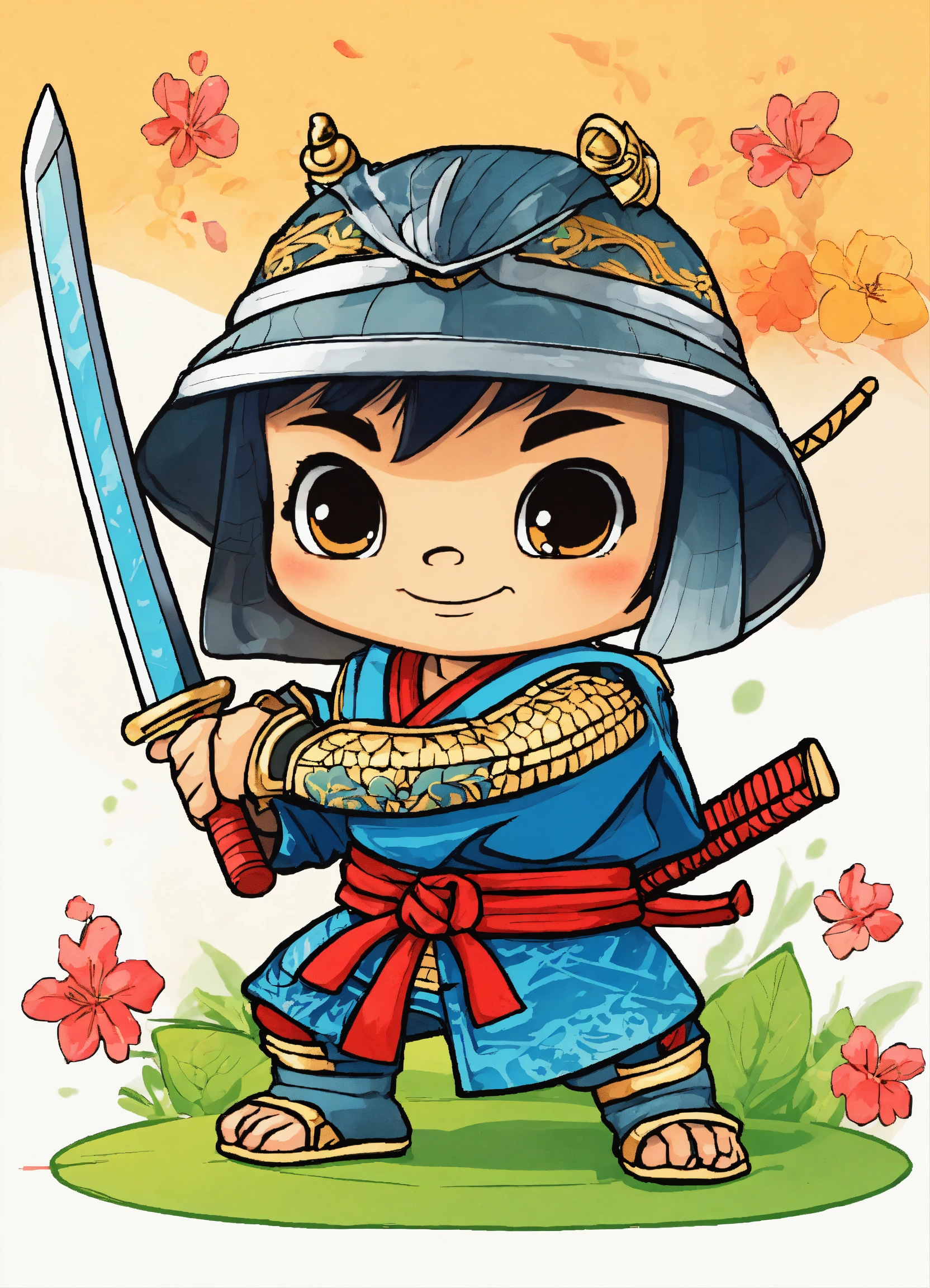 Lexica - Generate a cute LITTLE SAMURAI STUNNING COVERPAGE illustration ...