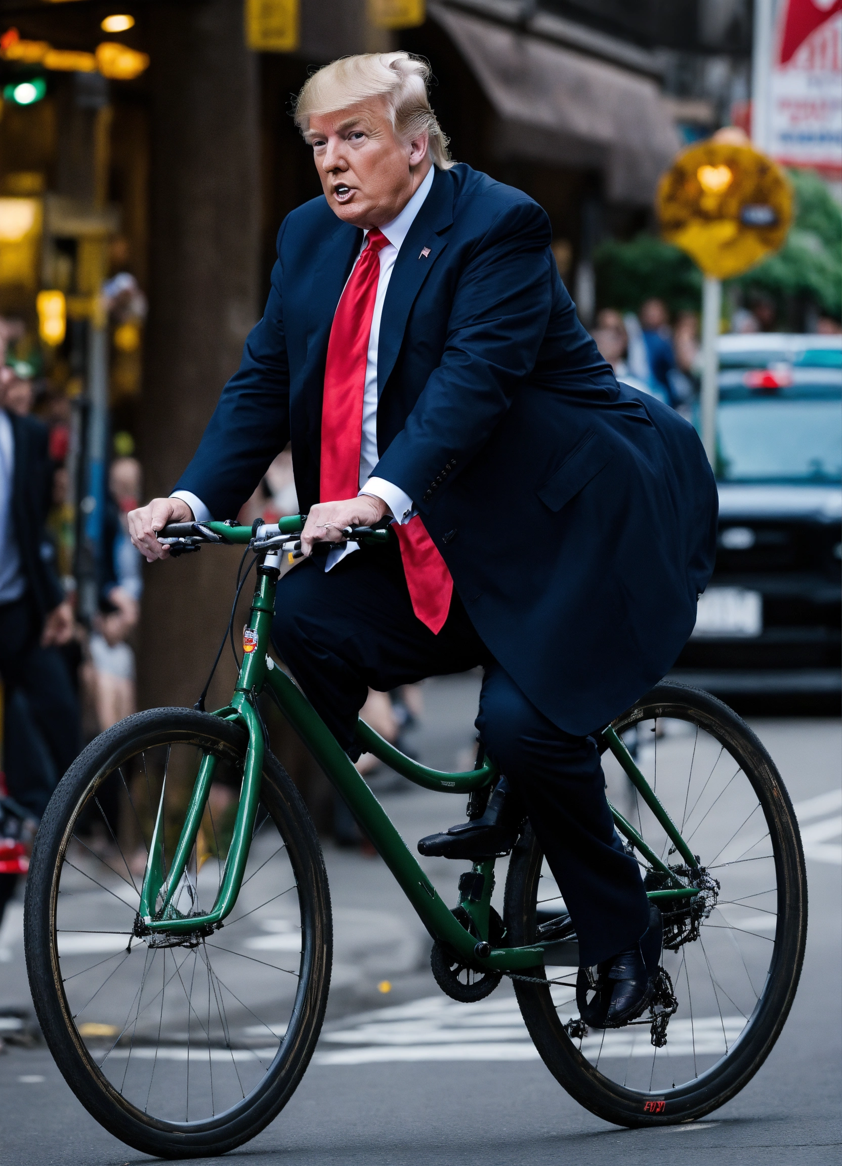 Lexica - Donald trump on a bicycle