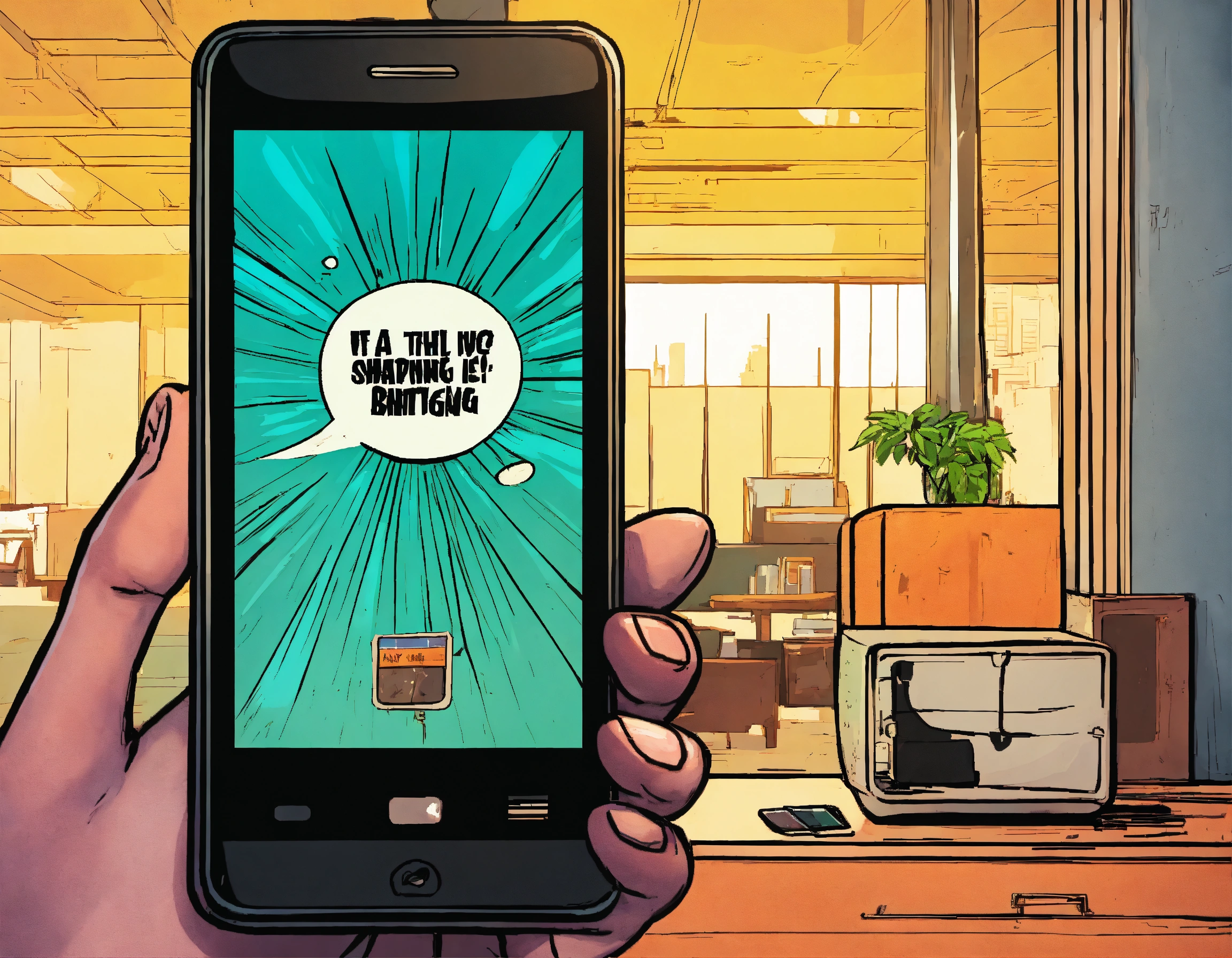 Lexica - Smartphone is ringing. comic style