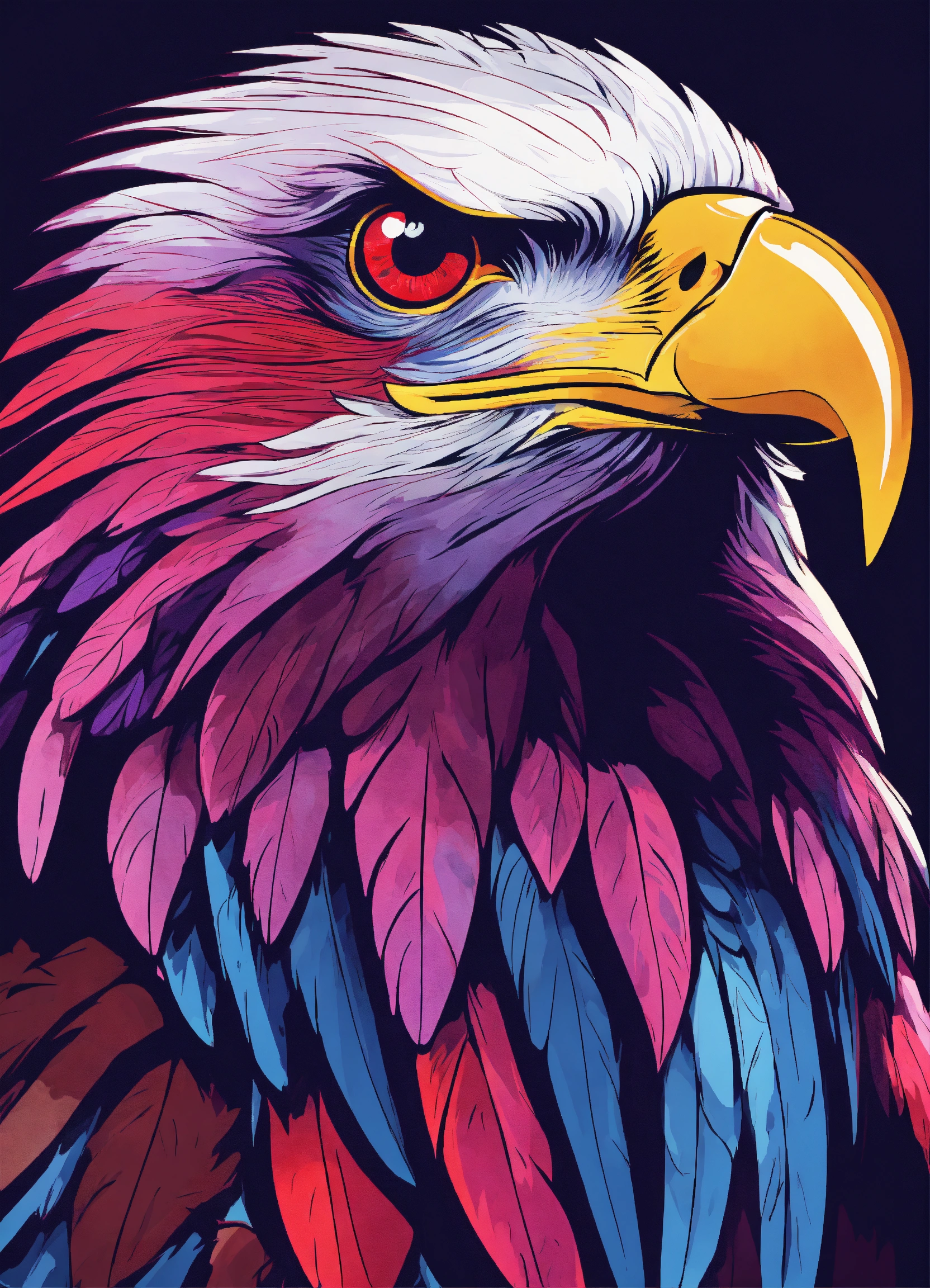 Lexica - An eagle of varied colors between the range of purple and blue ...