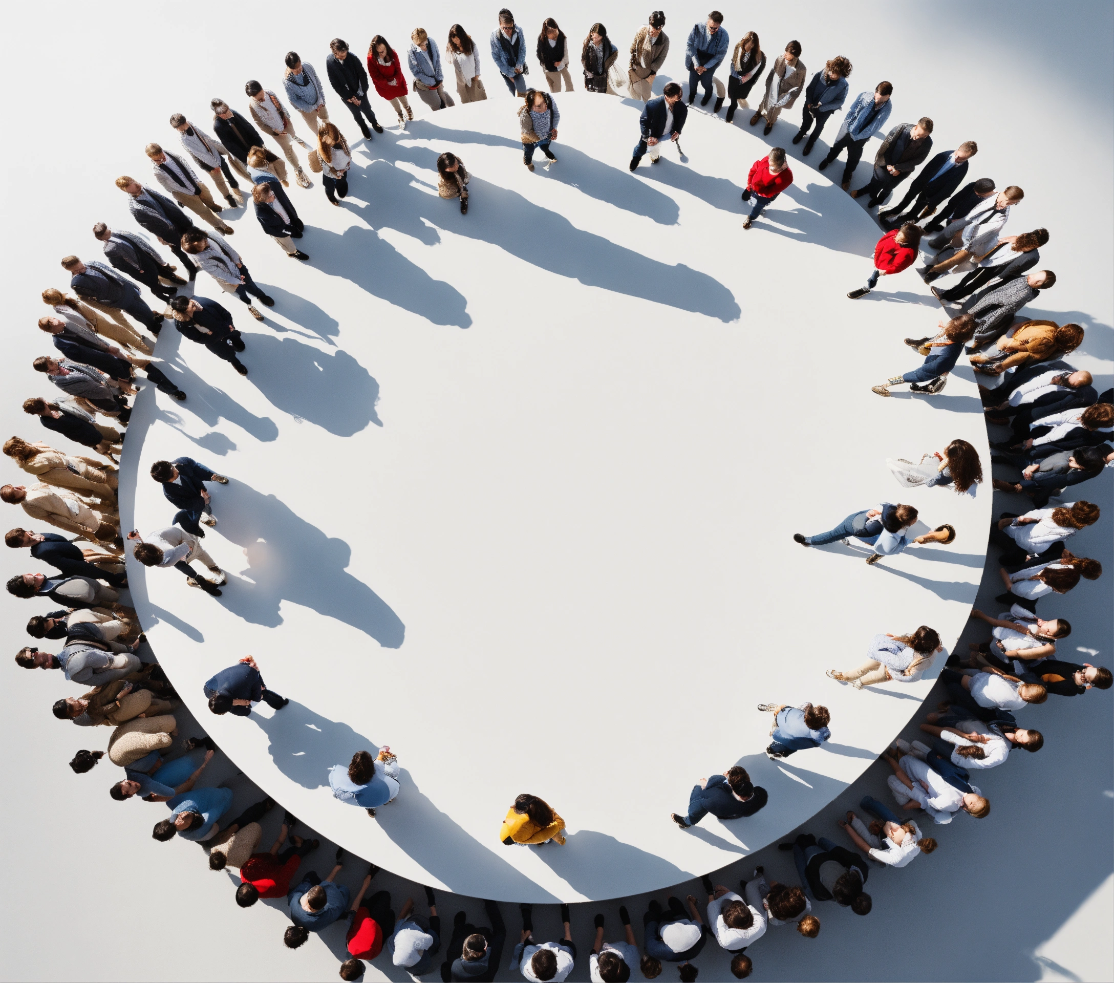 Lexica - A realistic image of a crowd on a white circular background ...