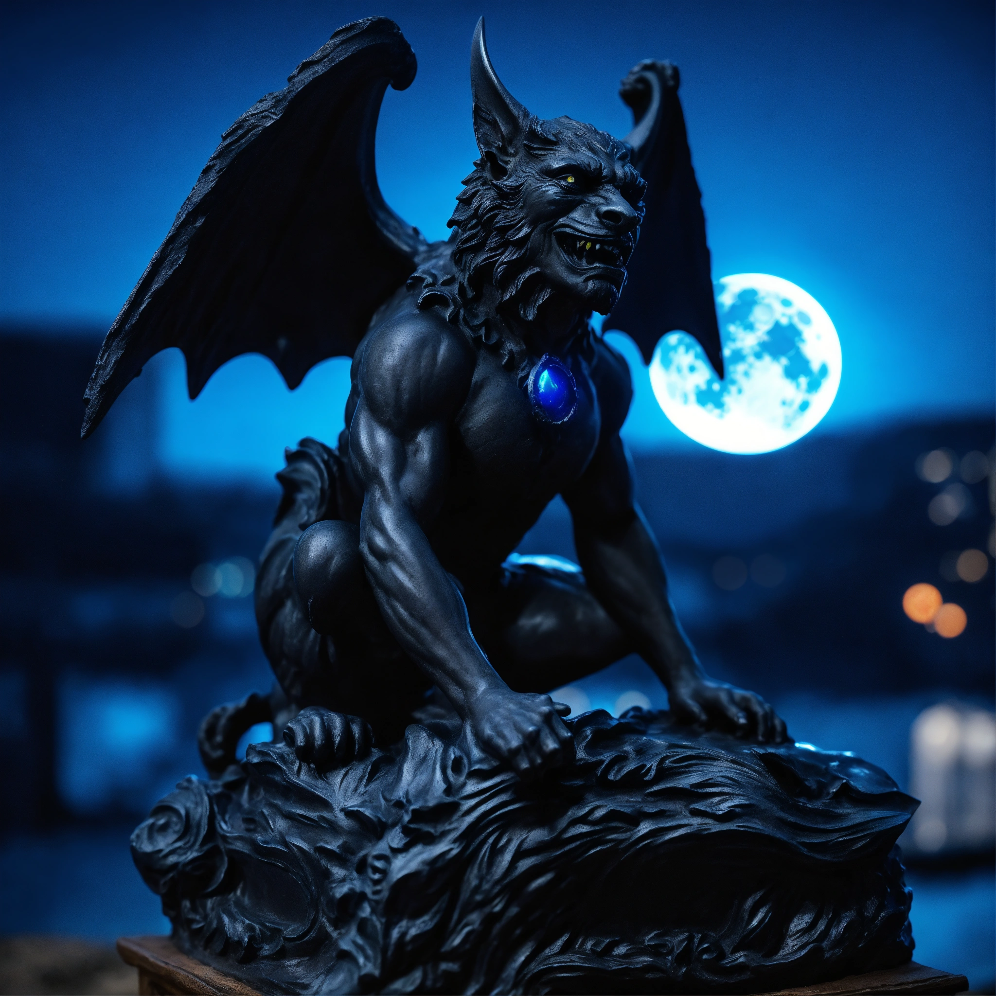Lexica - A black obsidian statue sinister in nature of a gargoyle hyper ...