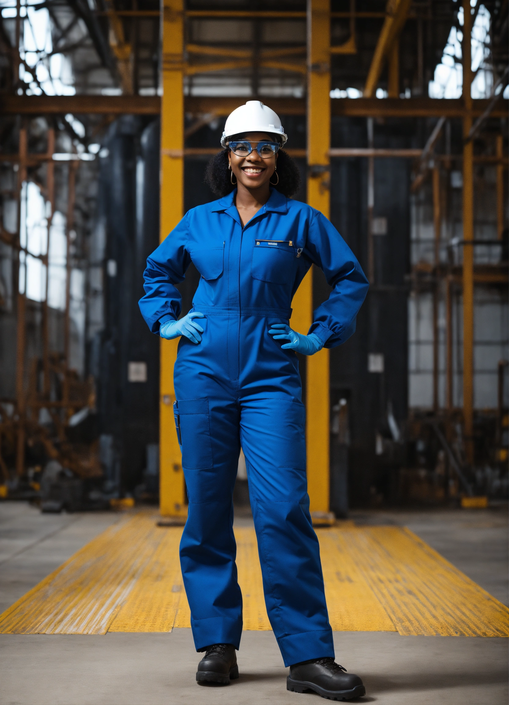 Lexica - Full body image of black female wearing engineering coverall ...