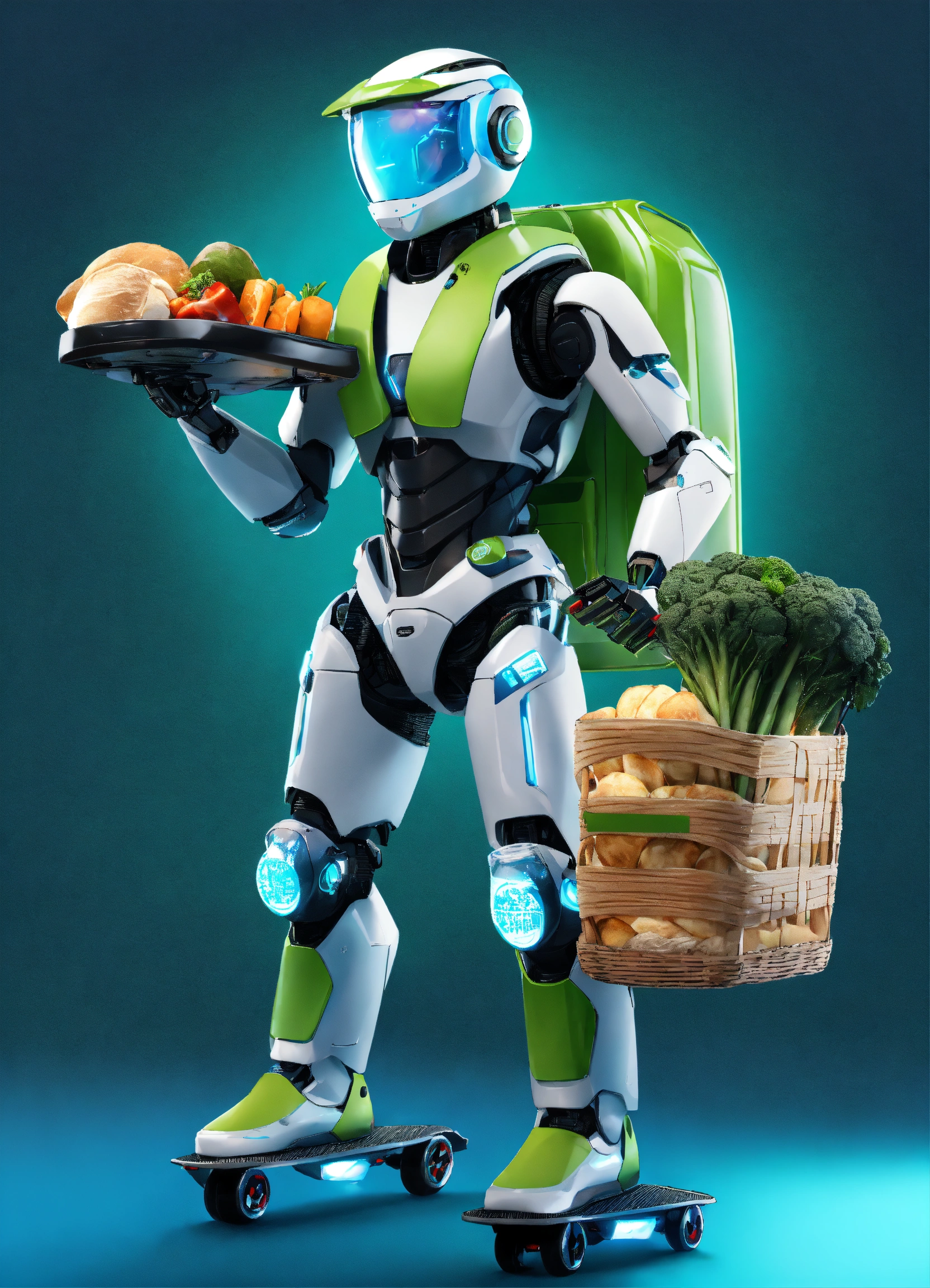 Lexica - A passionate male robot on hoverboard, realistic man face ...