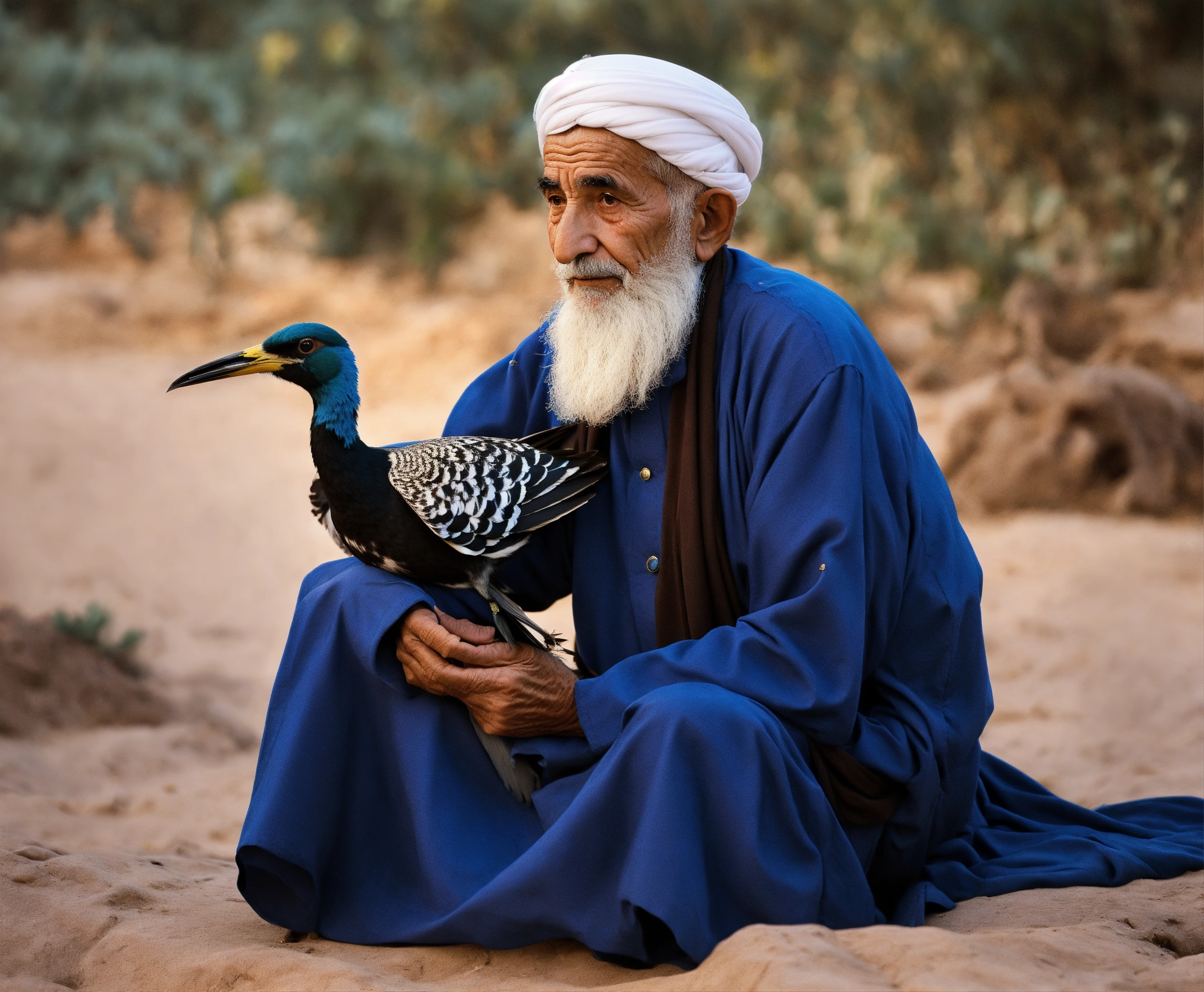 Lexica - Arab old man with bird