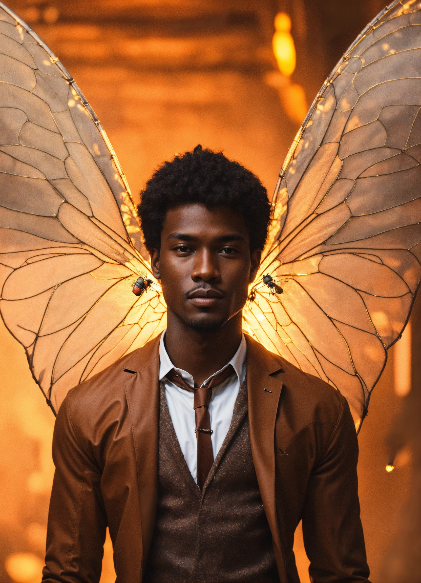 Lexica - A human brown skin male with fly wings