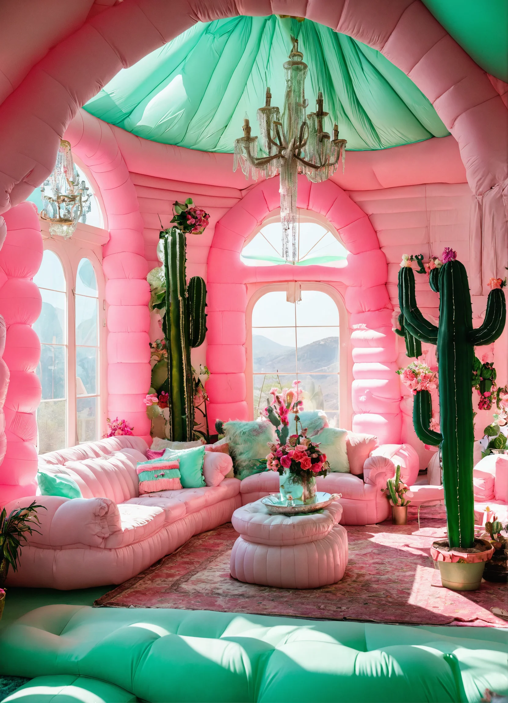 Lexica - A grand sitting room inside of an inflatable house with an ...