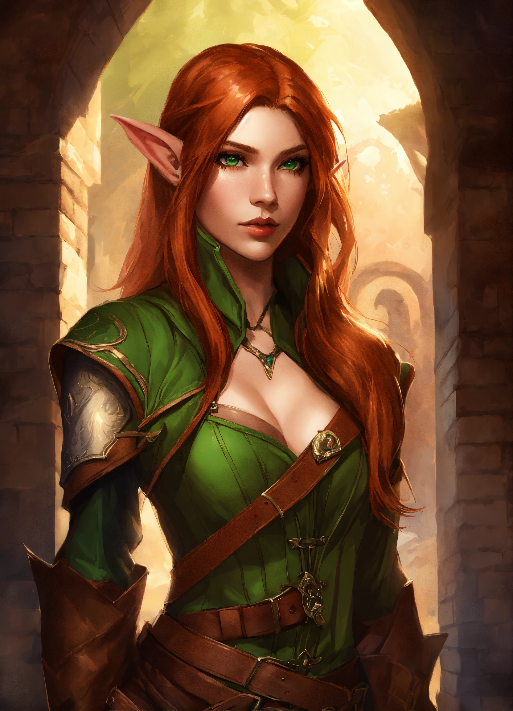 Lexica - Portrait of a beautiful red haired elf rogue, long hair ...