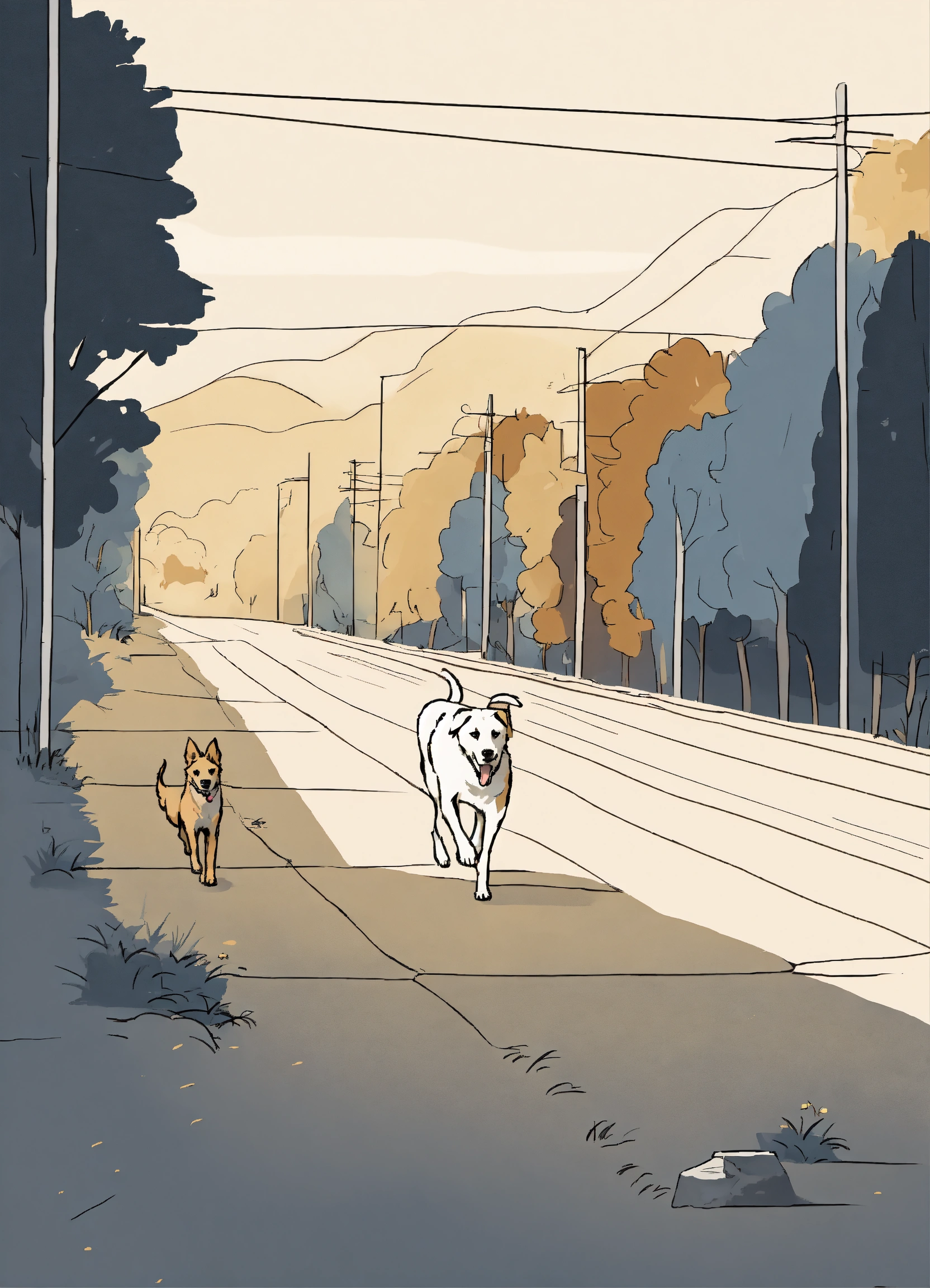 Lexica - Line drawing minimalist dog fetching a bone running