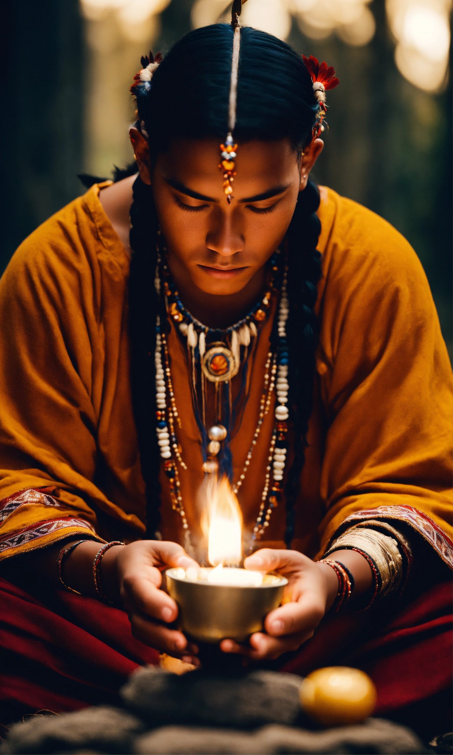 Lexica - Cinematic image of indigenous young man of North America ...