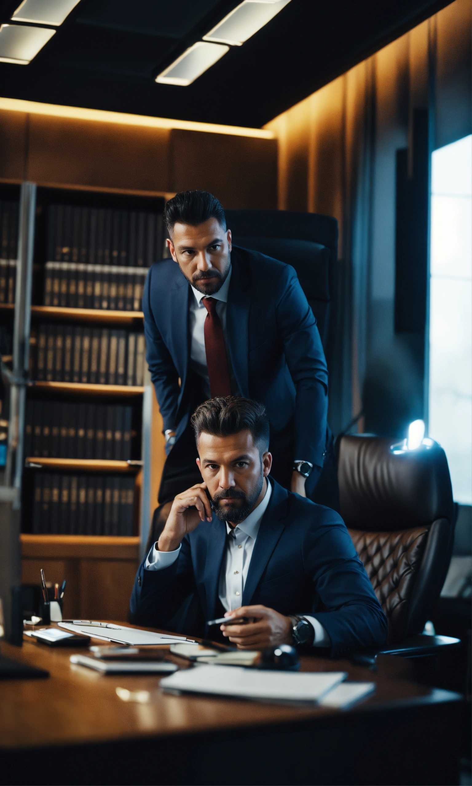 Lexica - Cinematic photo business man in boss's office with boss ...