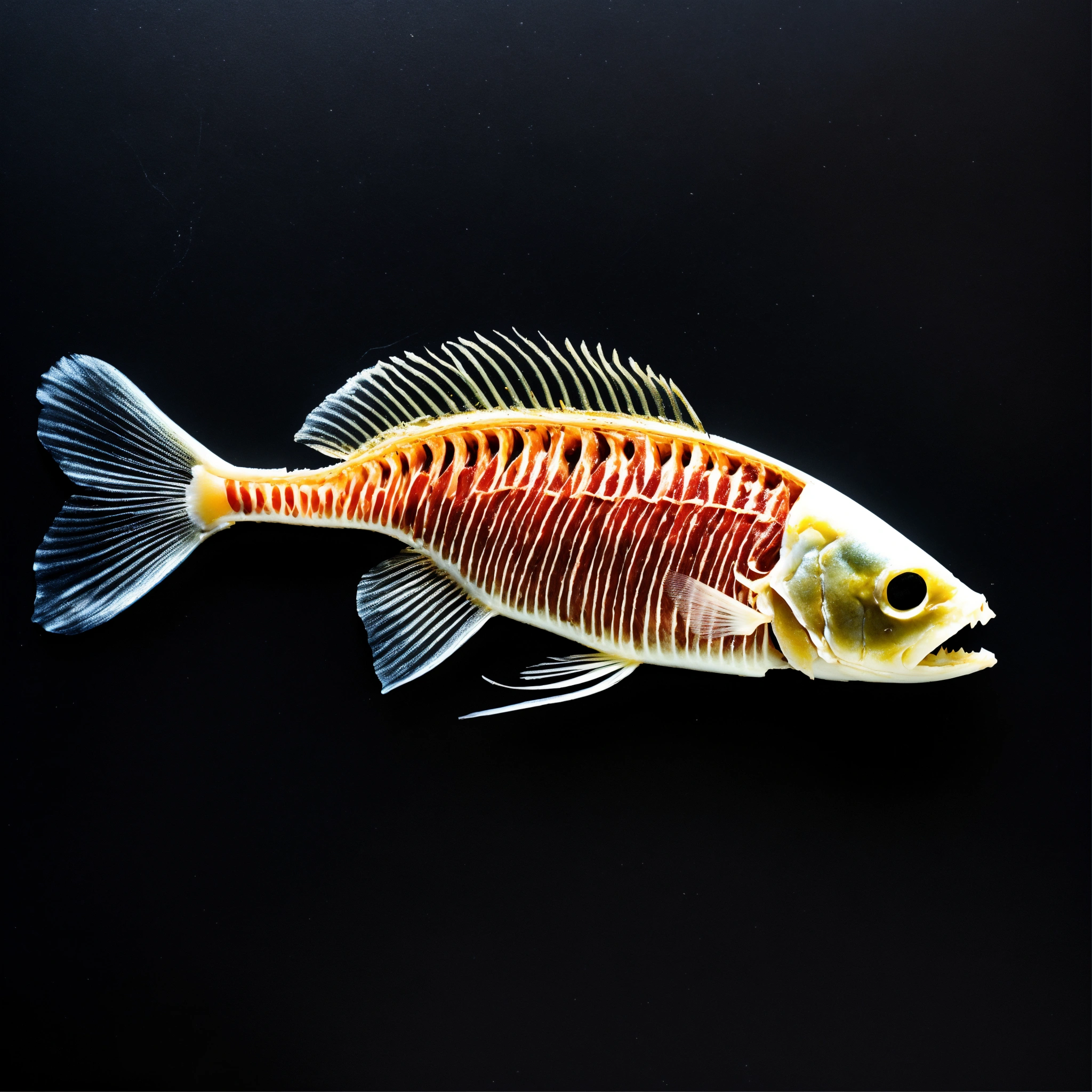 Lexica - One fish skeleton, which is half with meat, half without meat ...