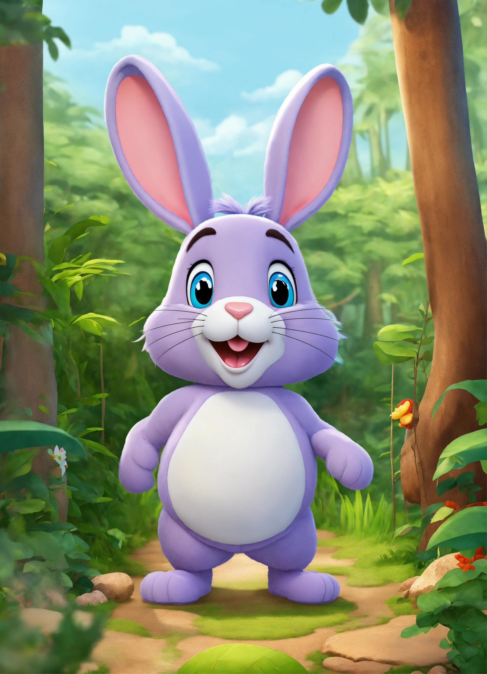 Lexica - Let cartoon big rabbit walk in jungle