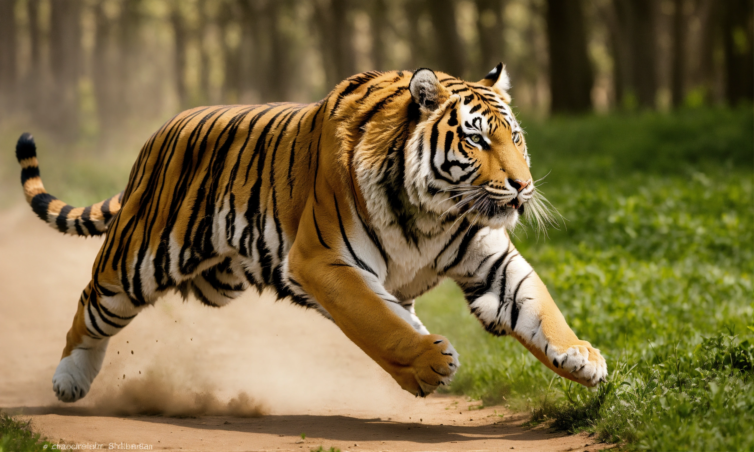 Lexica - Tiger running side on, white background