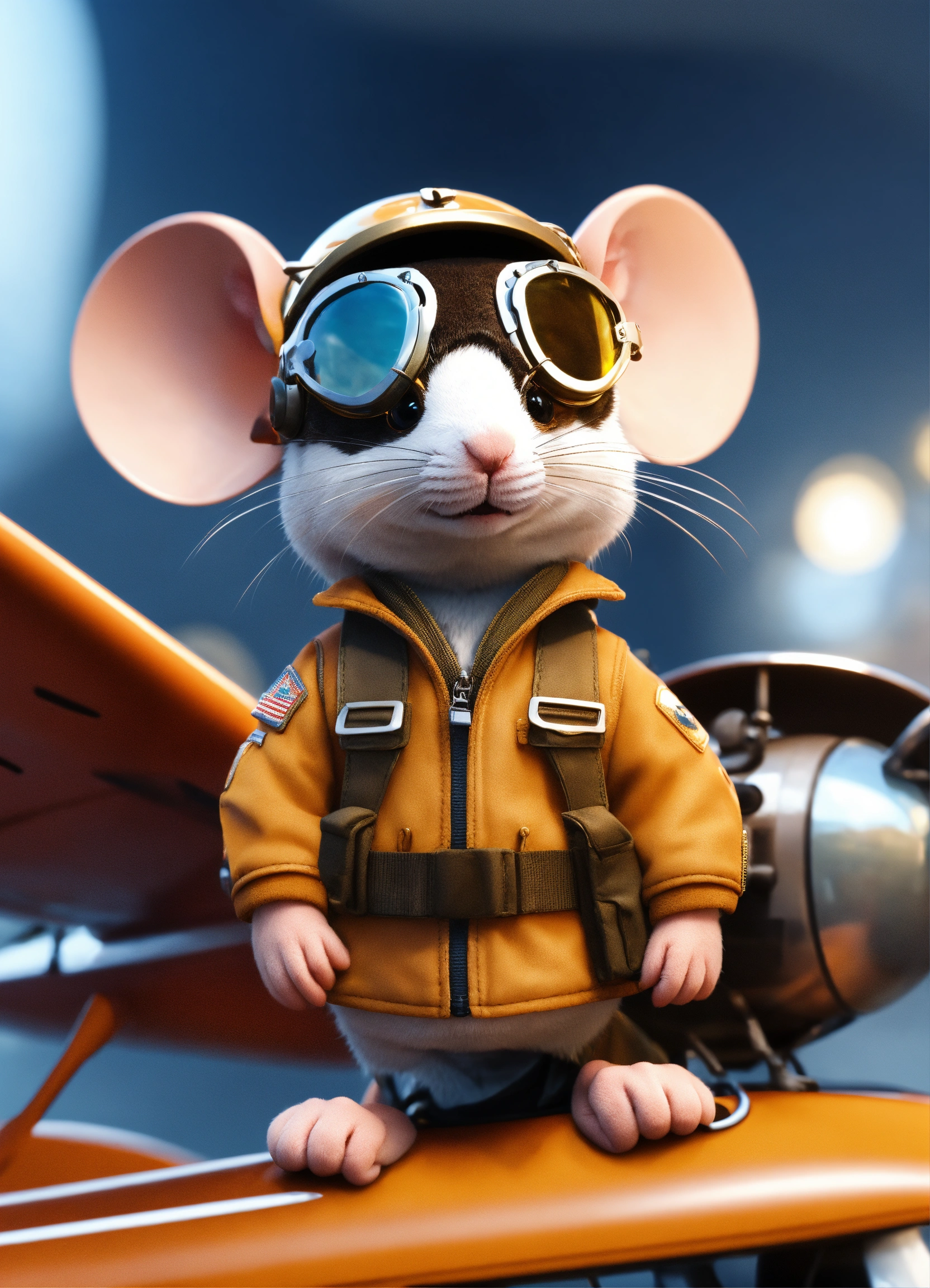 Lexica - A cute mouse pilot, wearing aviation googles, unreal engine ...