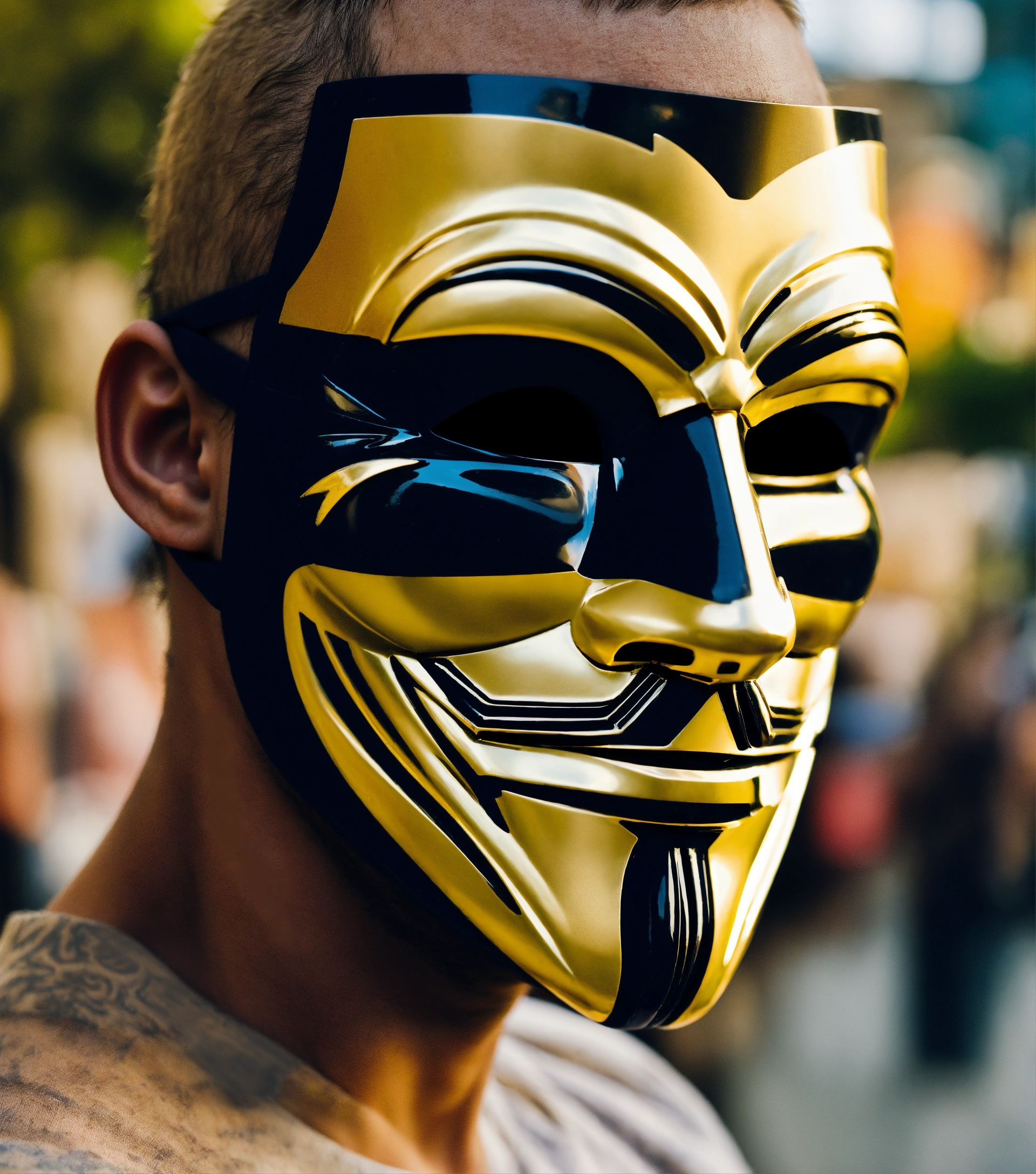 Lexica - Anonymous masked man daytime closeup