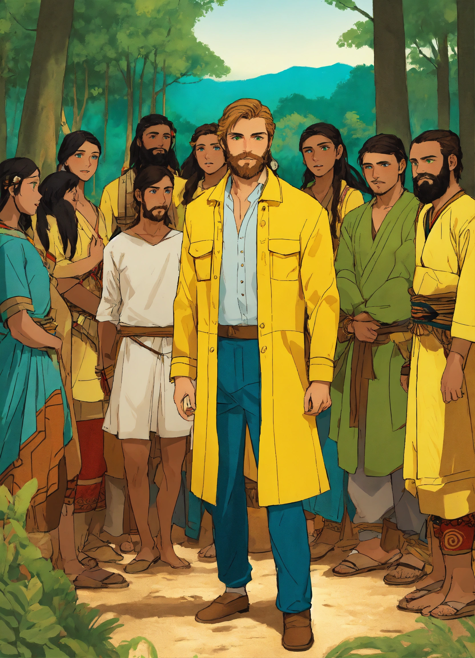 Lexica - In this particular illustration style, a young man with brown ...