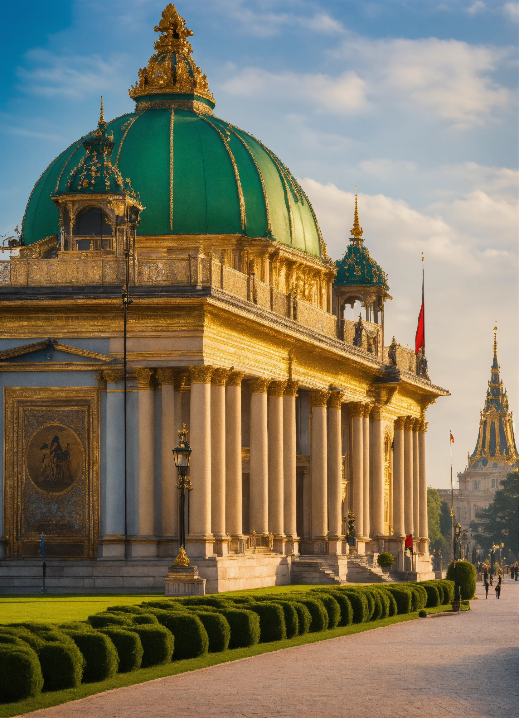 Lexica - A beautiful royal palace with a dome and a flag