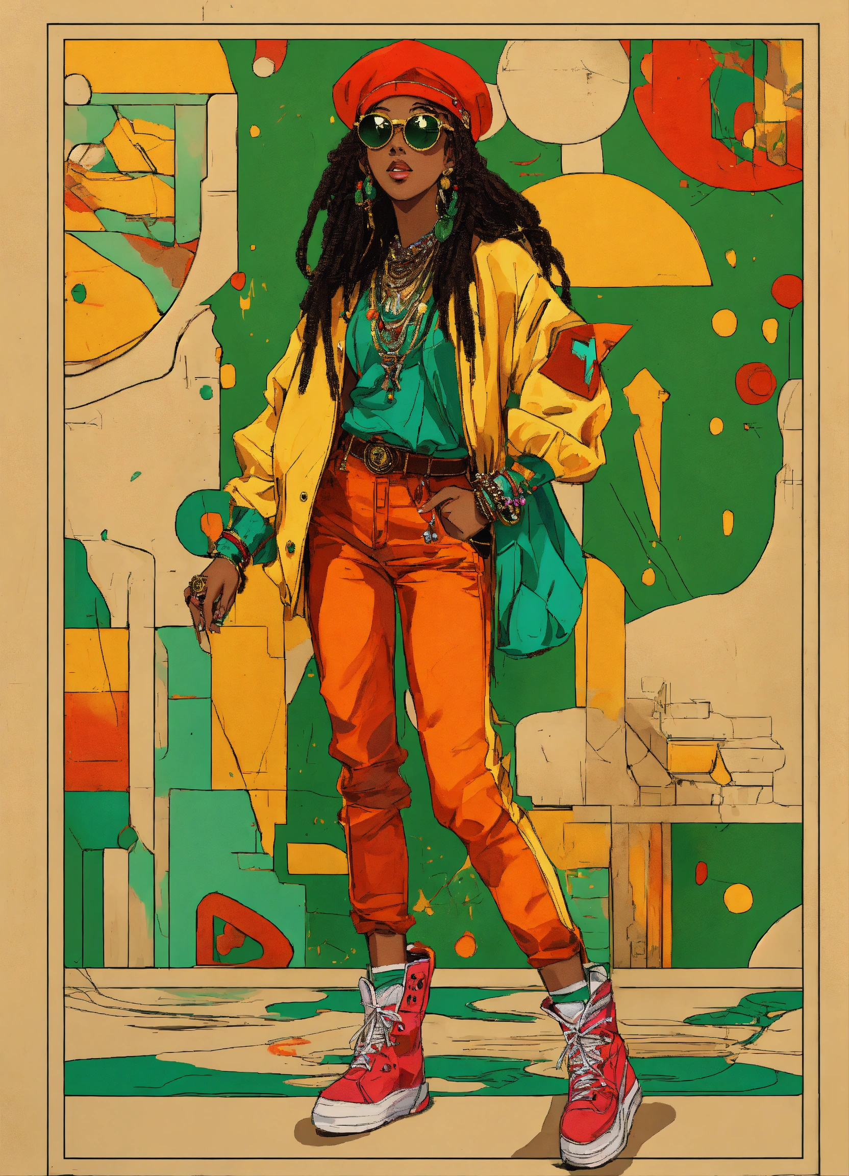 Lexica - Full body street art rasta girl in stylish haute couture ...