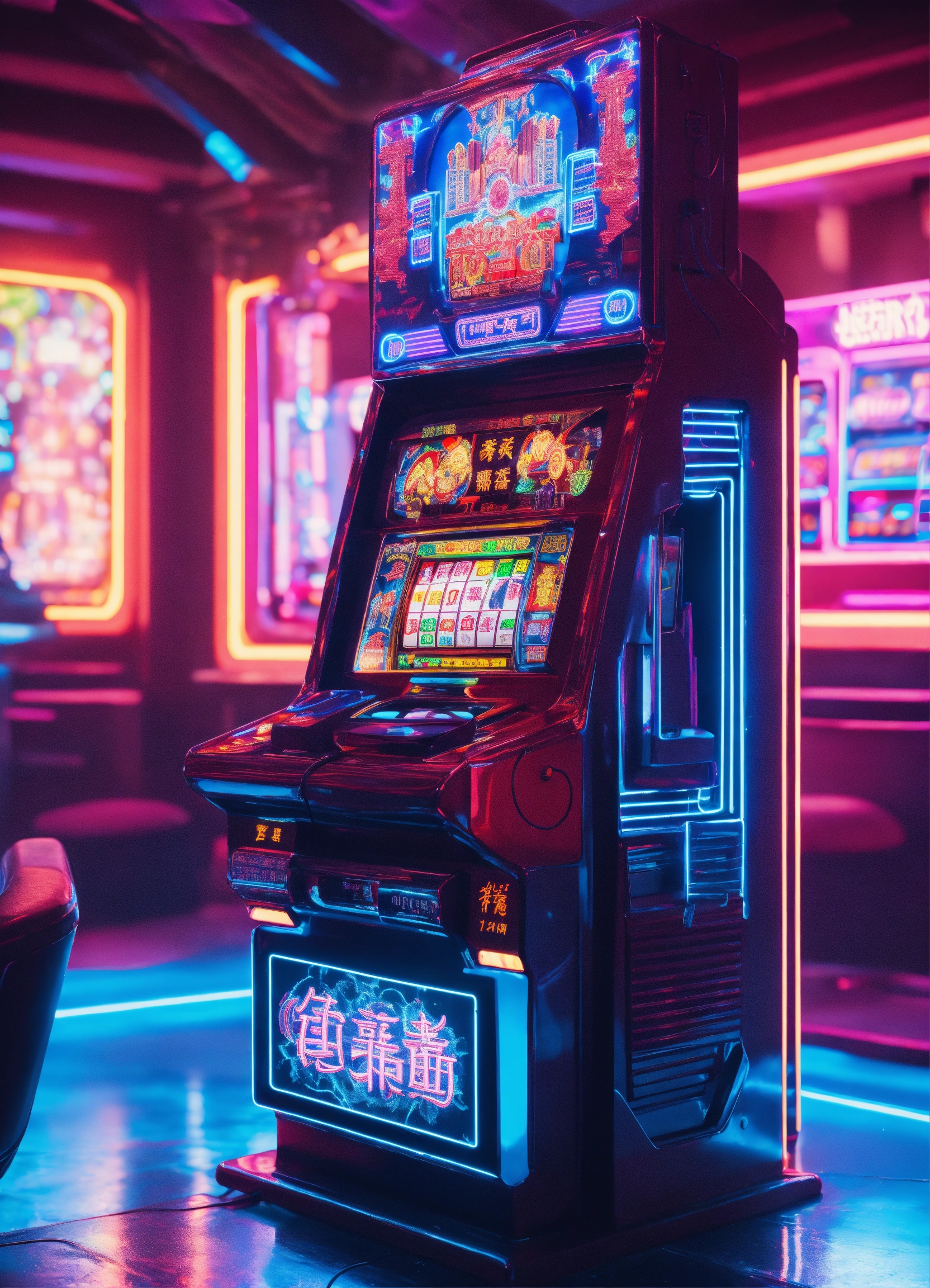 Lexica - Q version god of weath chinese FUTURISTIC WITH SLOT MACHINE ...