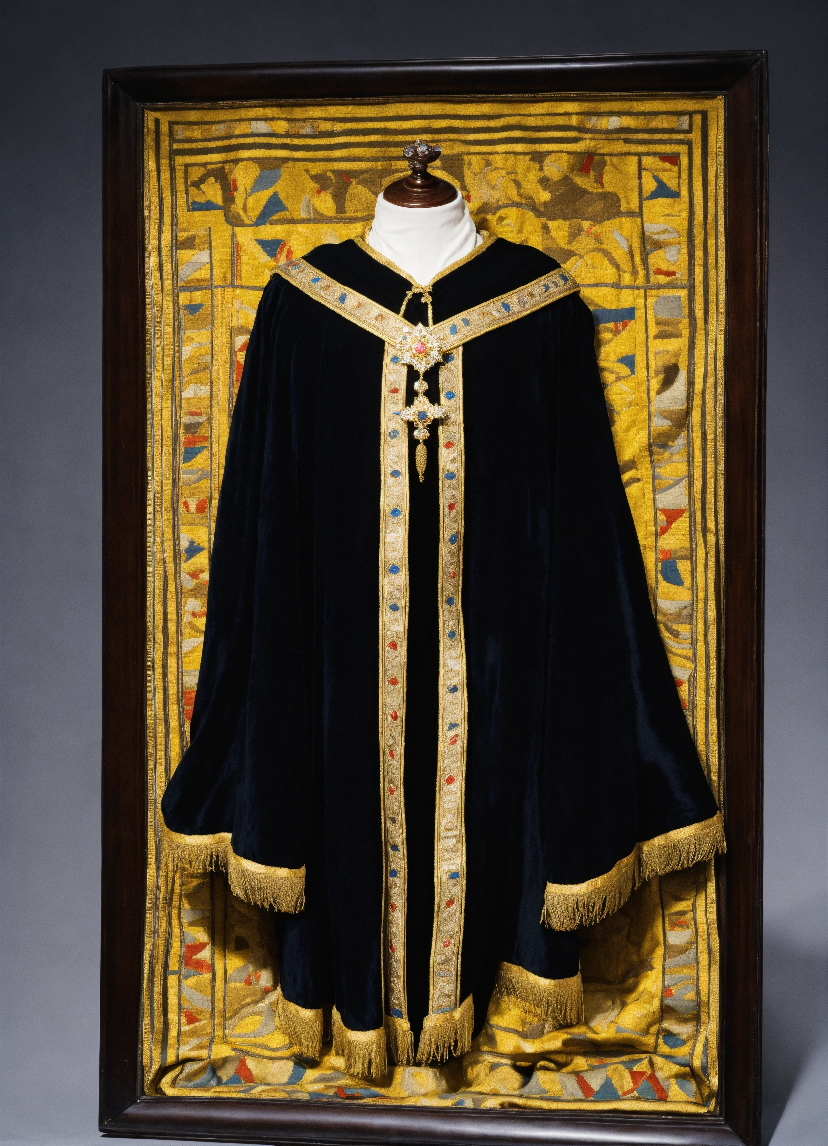 Lexica - A black king coronation robe, crown and staff