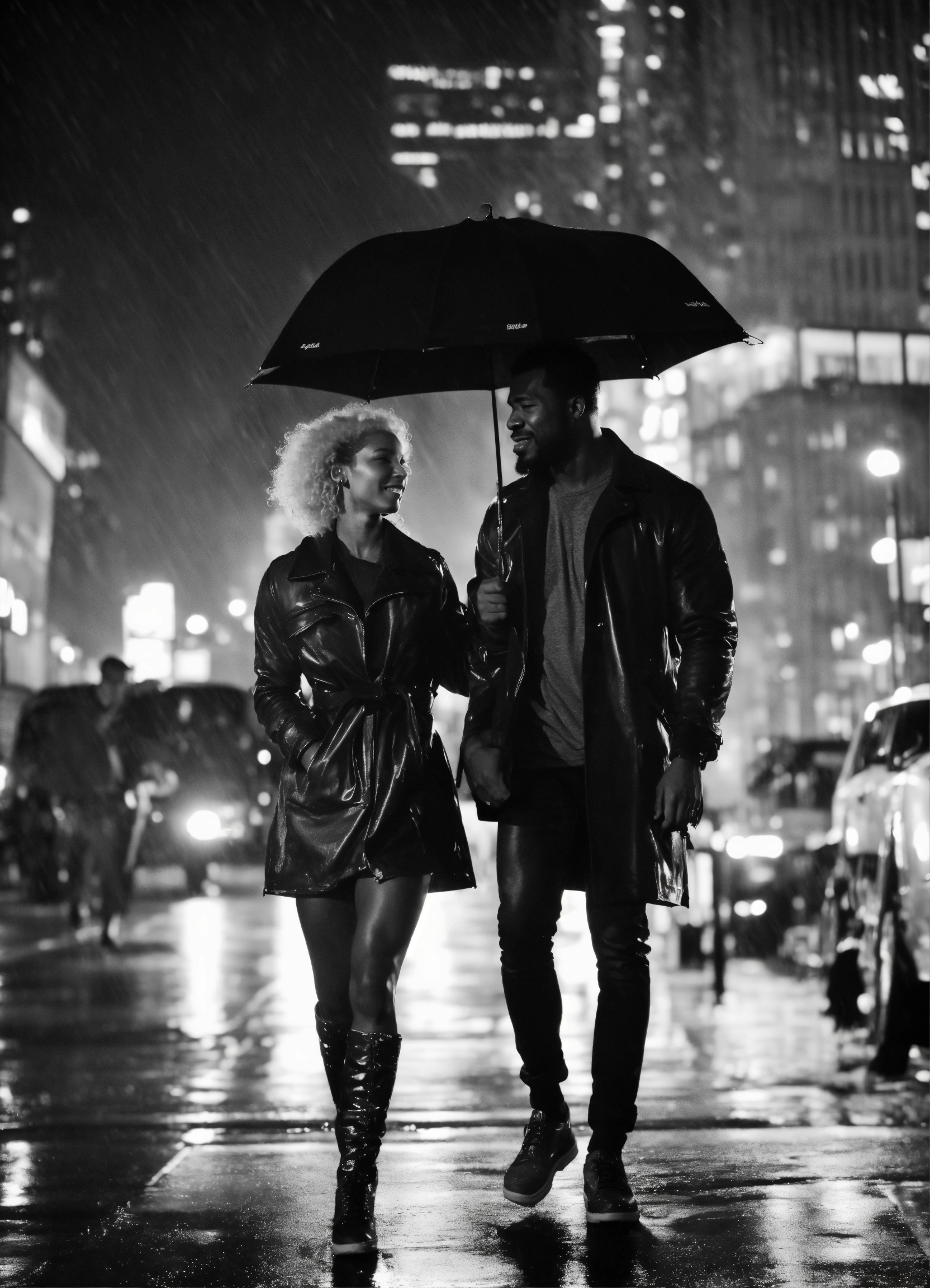 Lexica Raining Day In New York With A Couple Blonde Girl And Afro Men With Muscles Saying