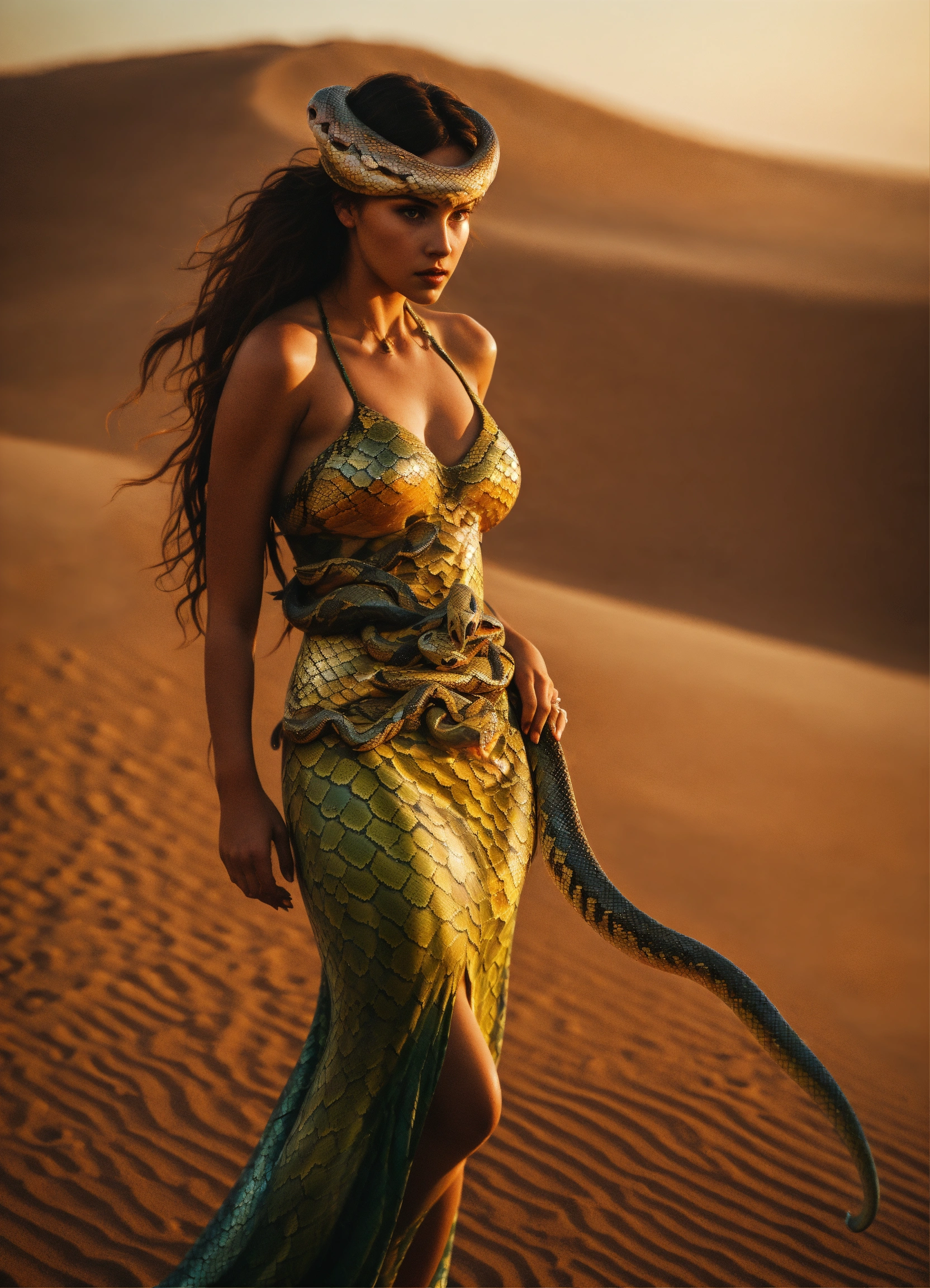 Lexica - Detailed 4k photo full body portrait of a snakemaid slithering ...