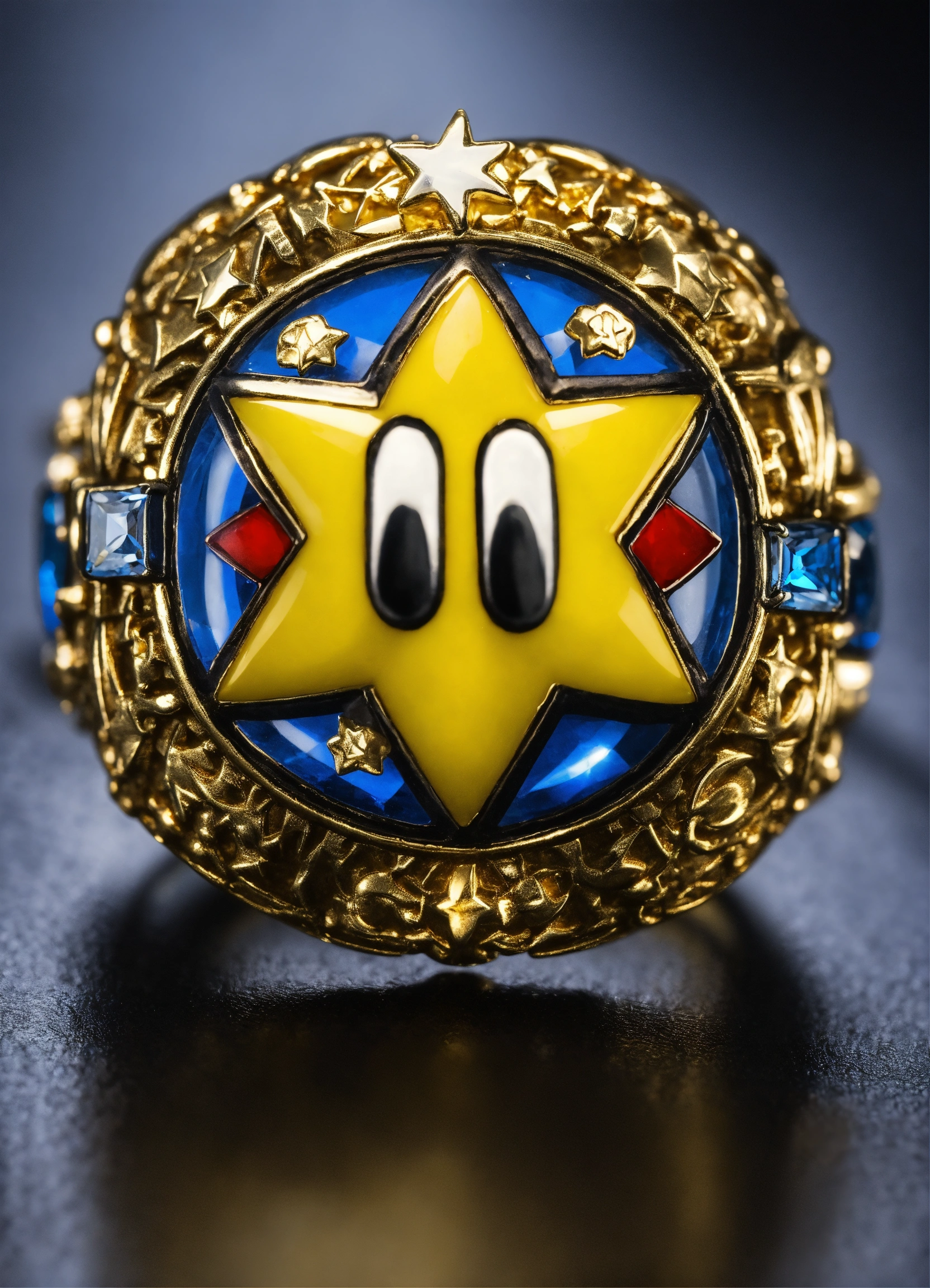 Lexica - Super mario bro portrait into a golden star ring