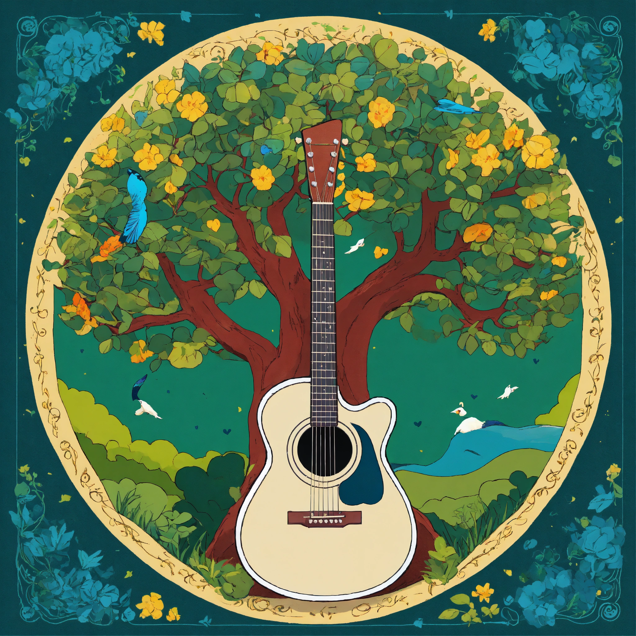Lexica - Musician playing a guitar with a heart shaped sound hole ...