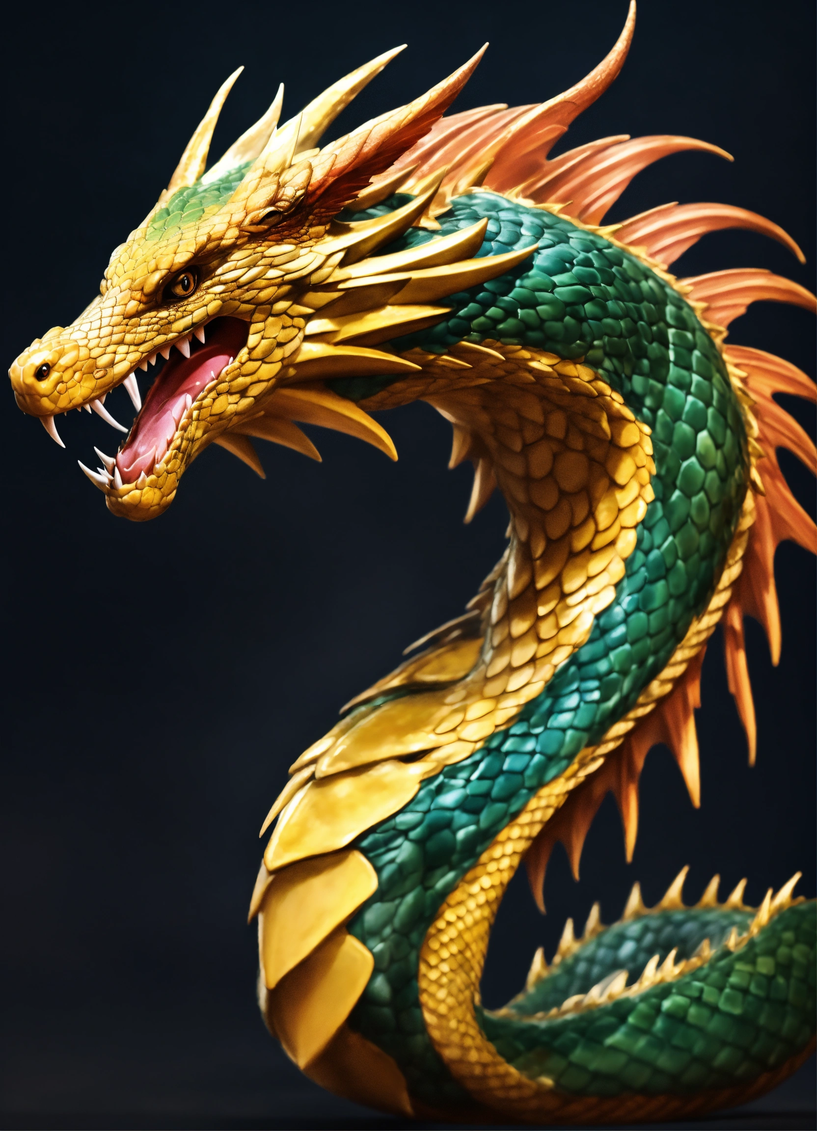 Lexica - Realistic snake dragon ,icon logo