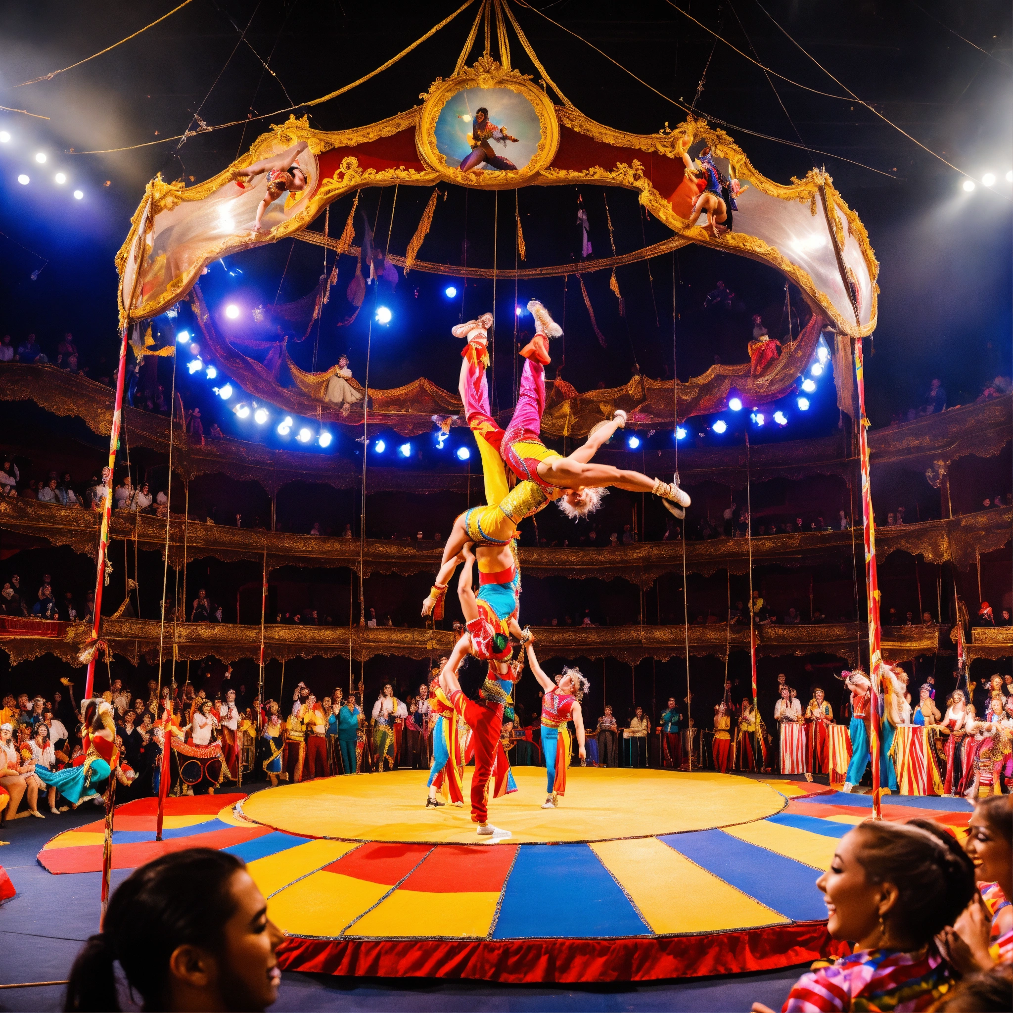 Lexica - A photo of a circus performance. The performers are dressed in ...