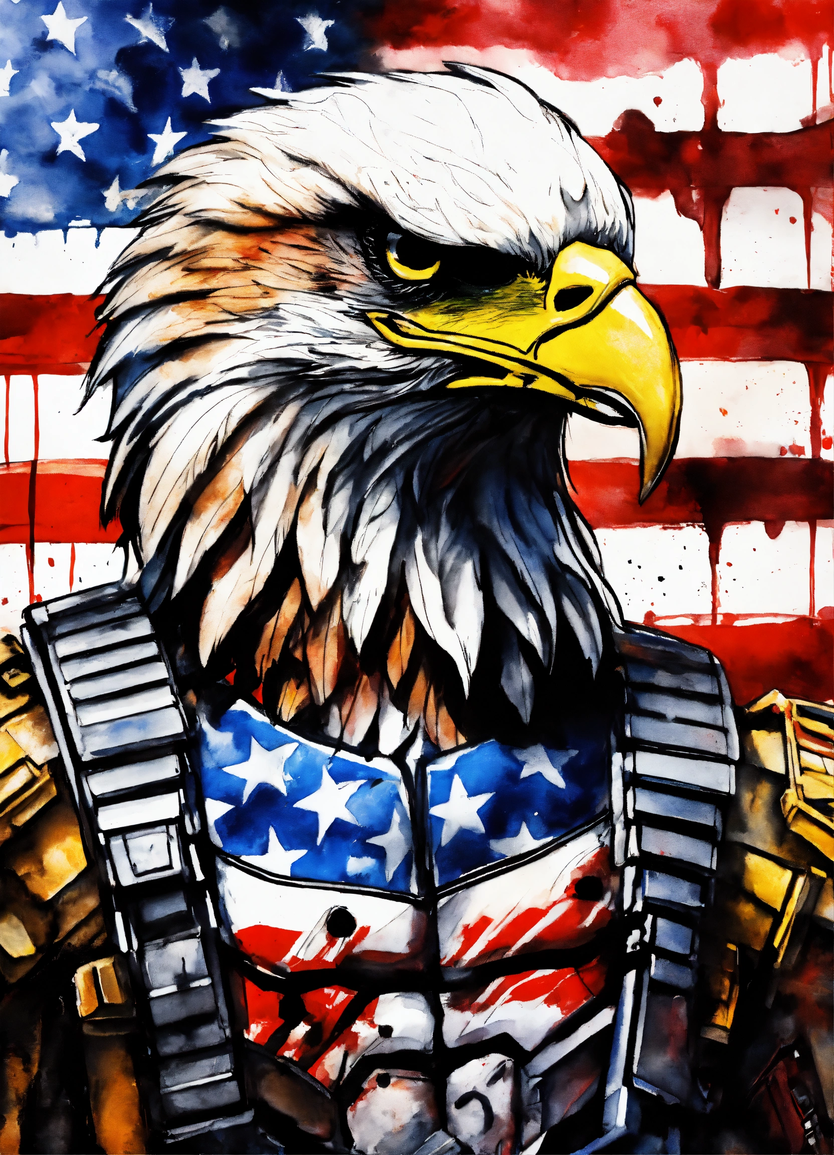 Lexica - Angry American flag eagle in brutal terminator costume ultra ...