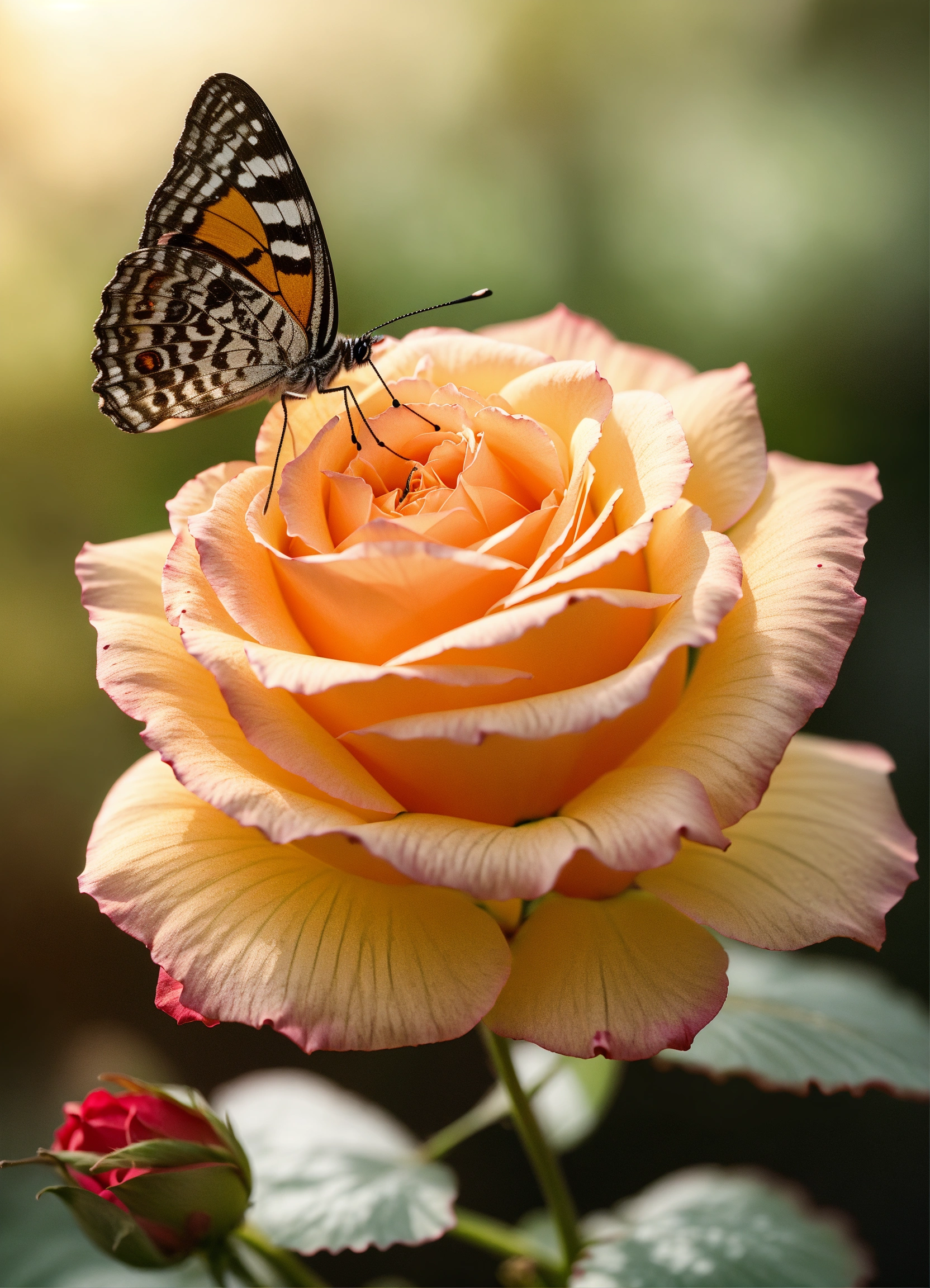 Lexica - Rose with butterfly, elegant, luxury, clean, smooth, elegant ...