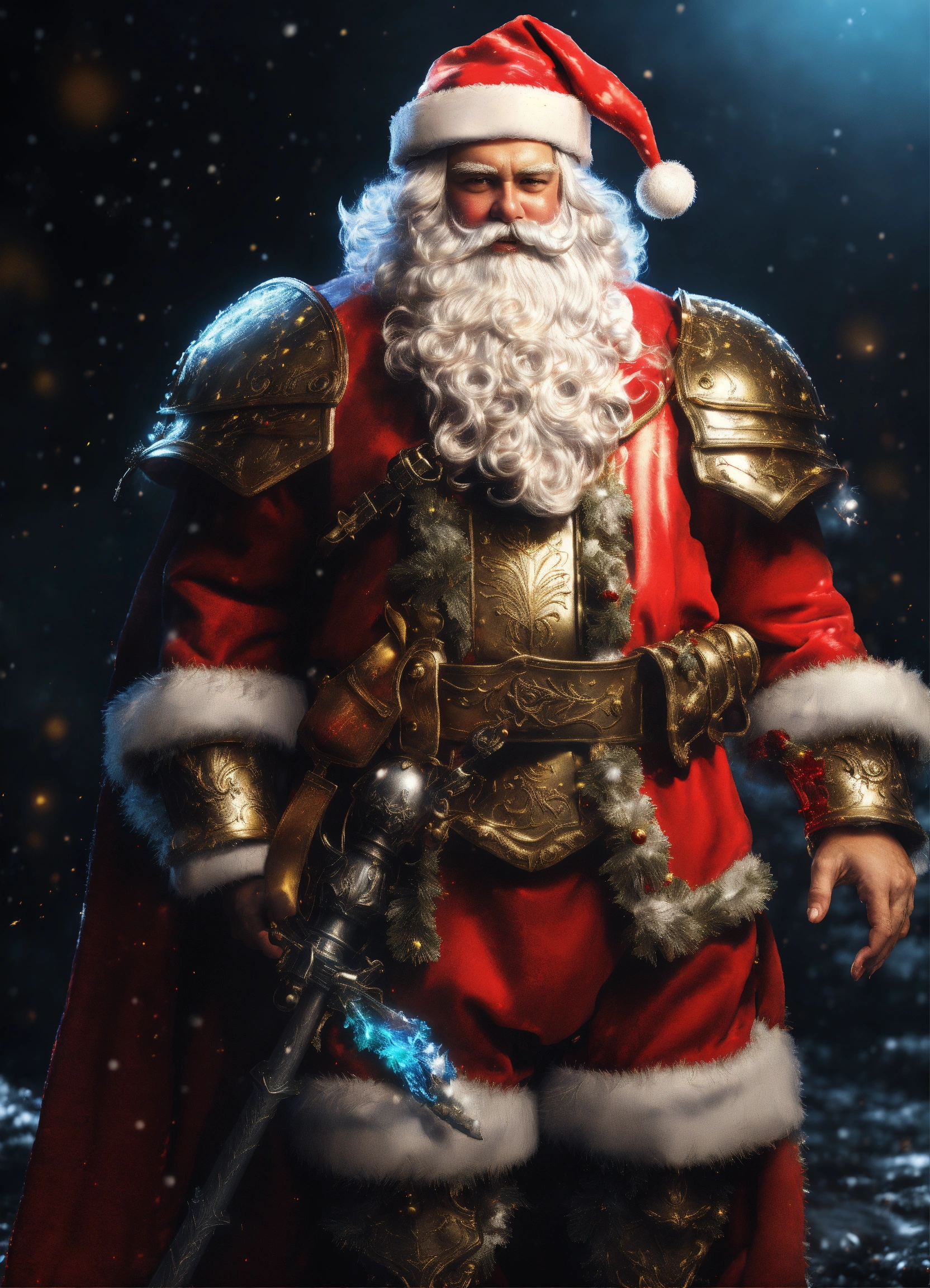 Lexica - ((Santa Claus in armor)), Full Body, Detailed Fearless Stern ...