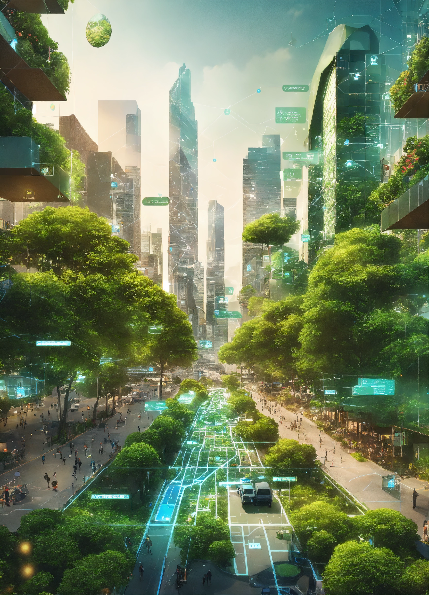 Lexica - An aerial view of a modern city with a mix of green spaces ...