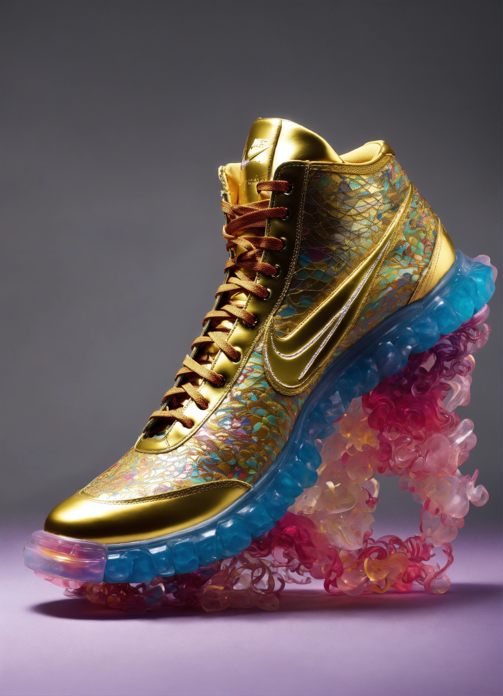 Gold clear hotsell nike sneakers