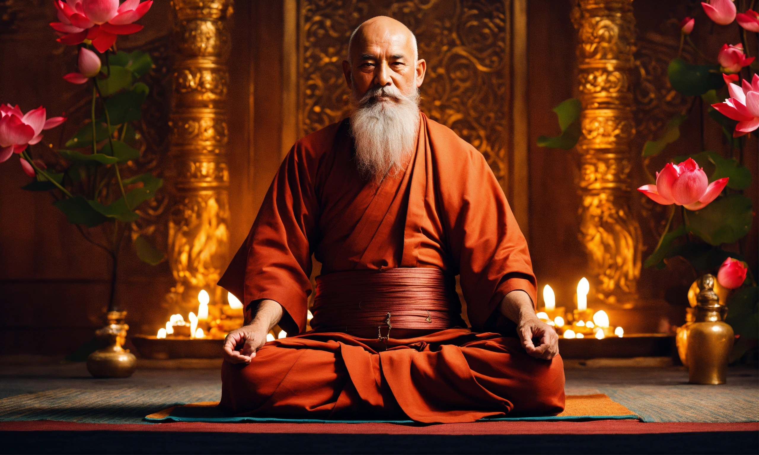 Lexica - Bald old monk with a beard and a pleasant face sitting in ...