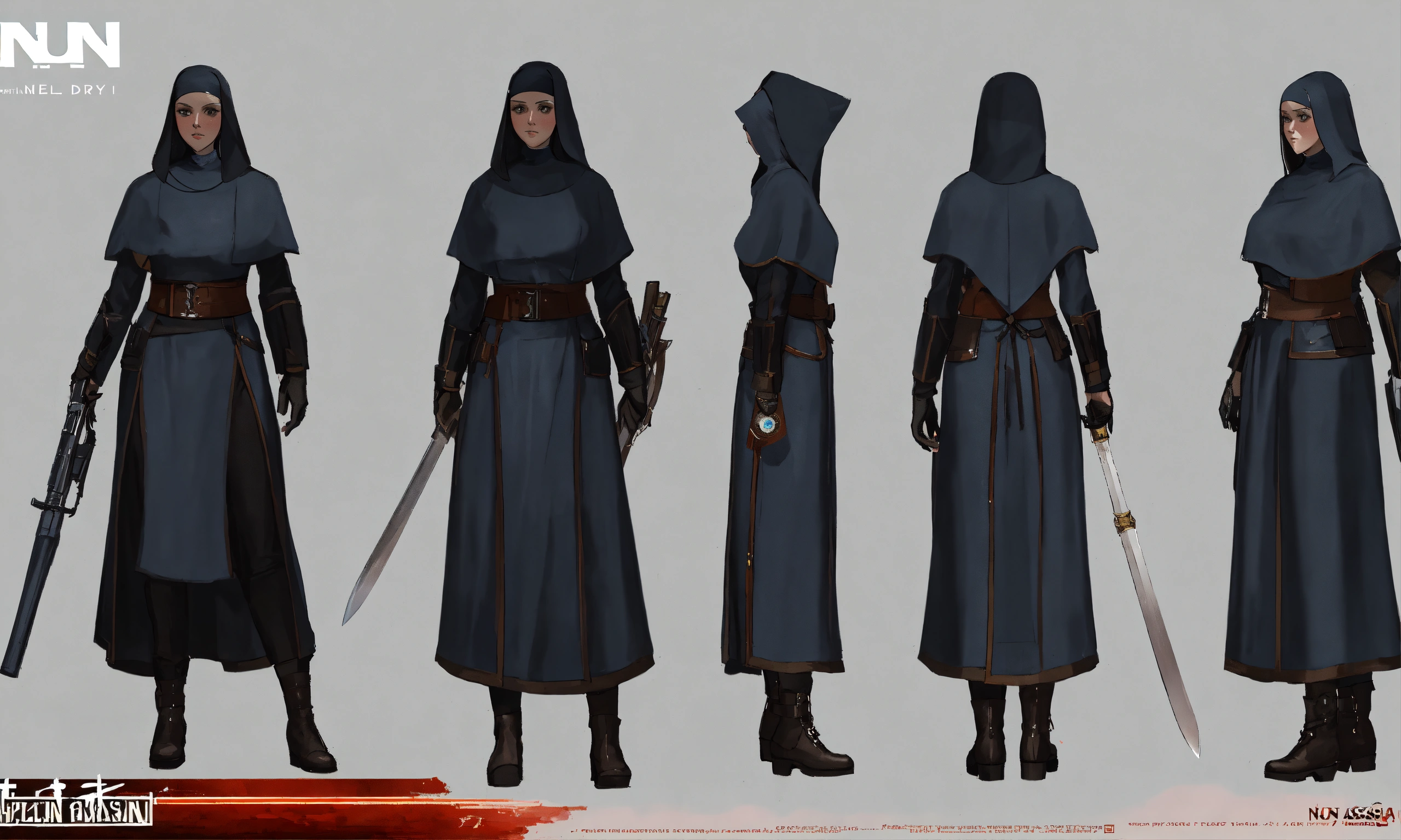 Lexica - Concept art of nun assassin,6 unique designs with unique ...