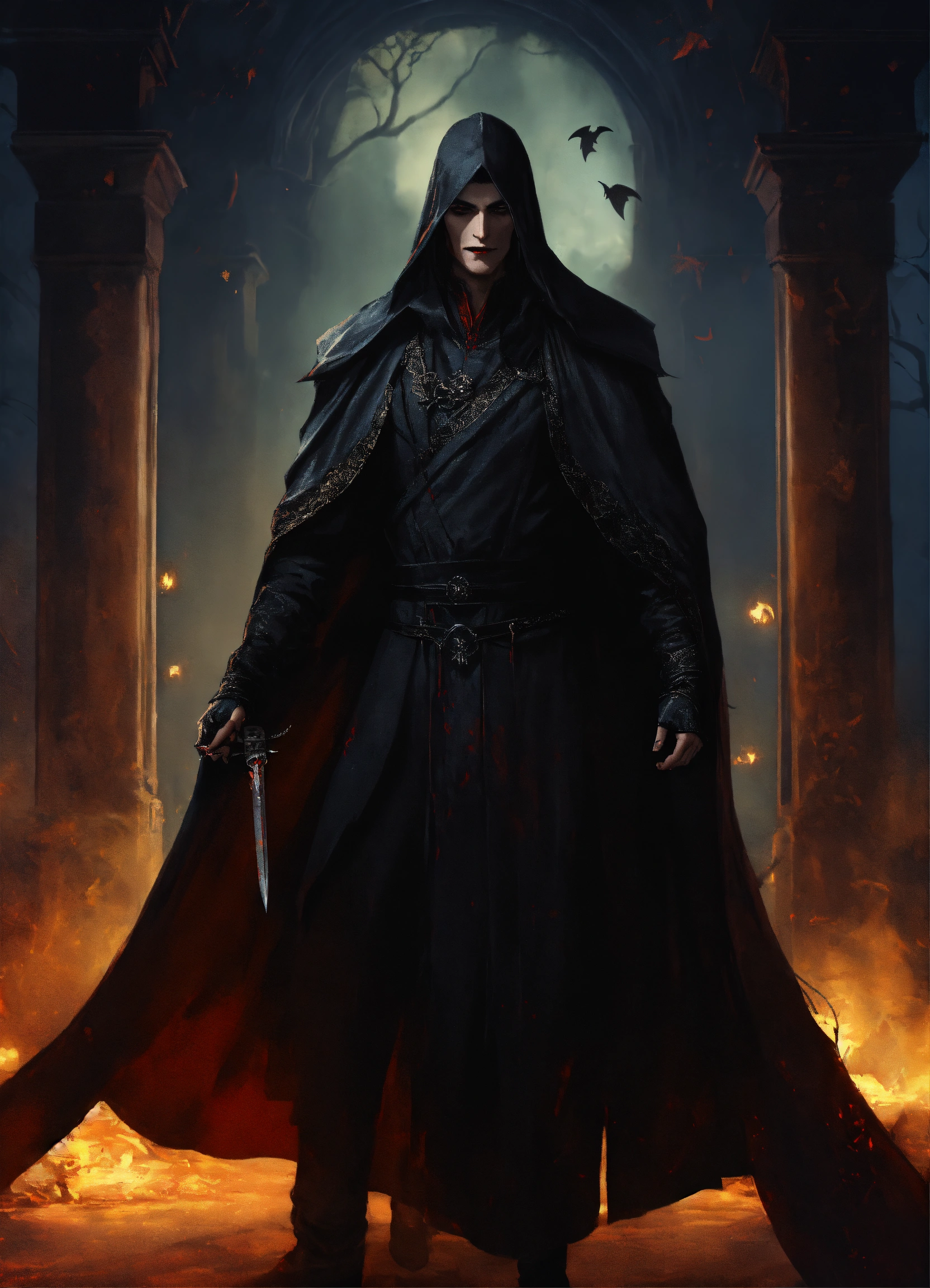 Lexica - A tall, thin man dressed in a long, simple black robe. He has ...