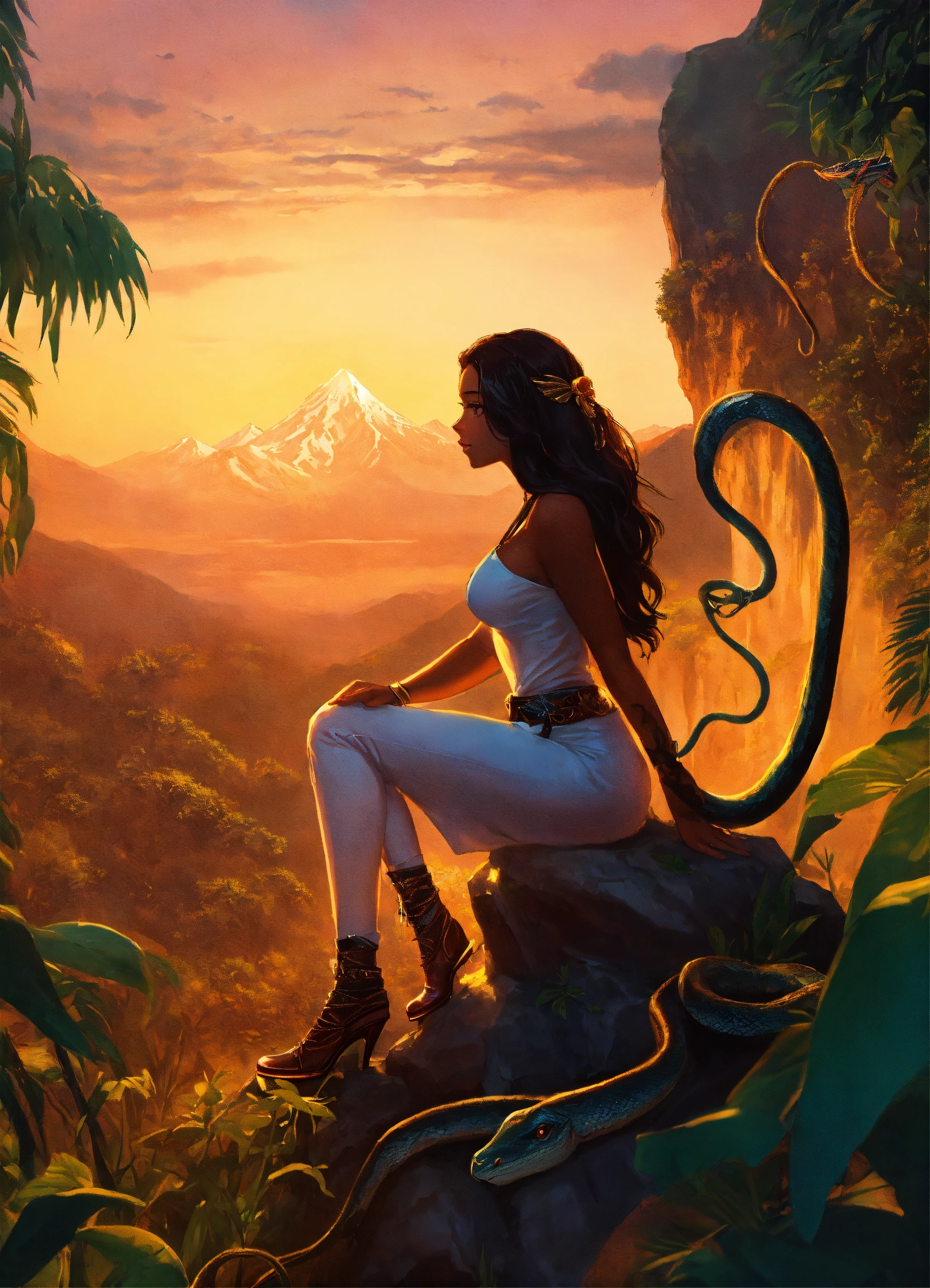 Lexica - A very beautiful woman, in the jungle, surrounded by snakes ...