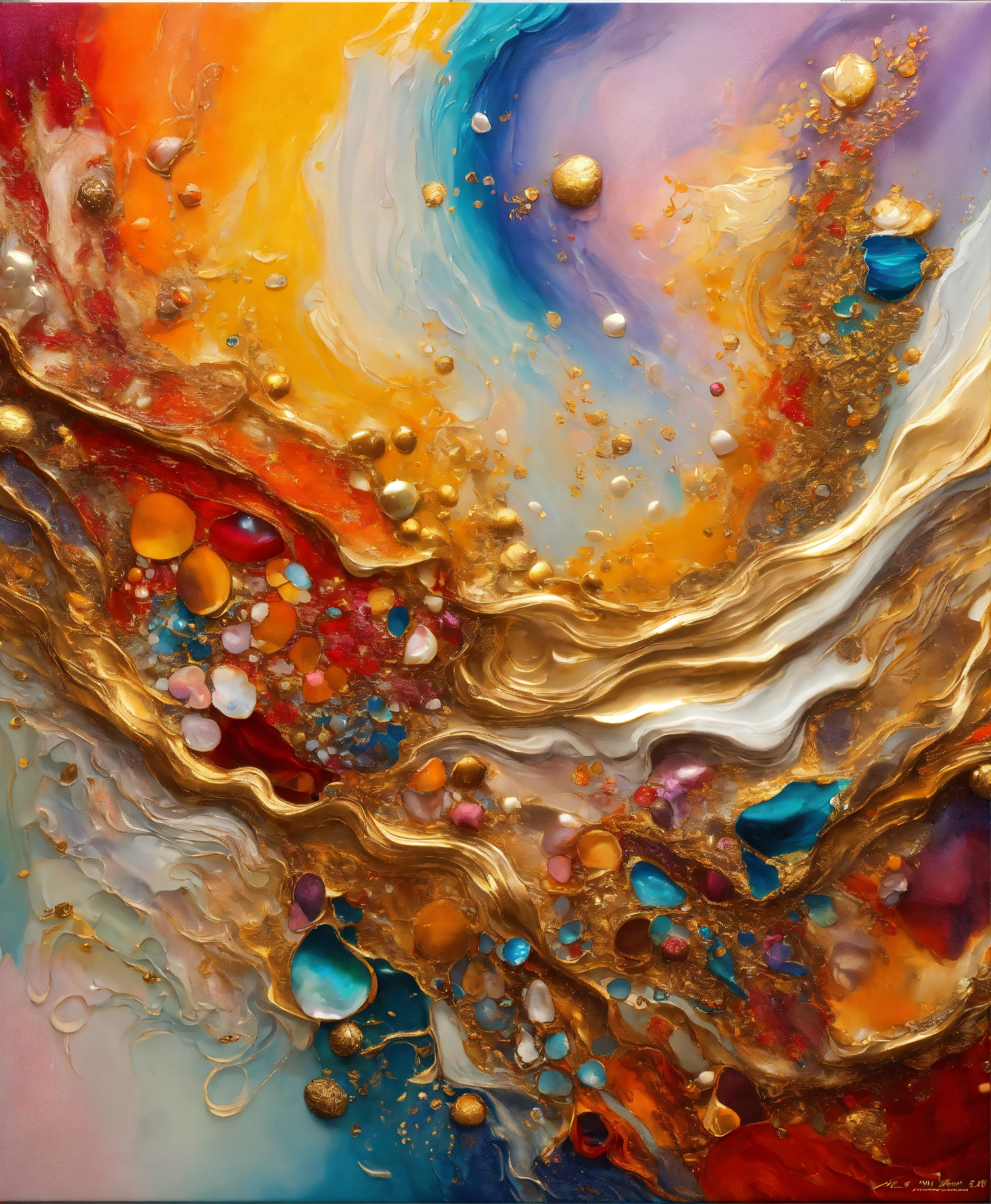 Lexica - Colorful abstract painting oil and water complex complicated ...