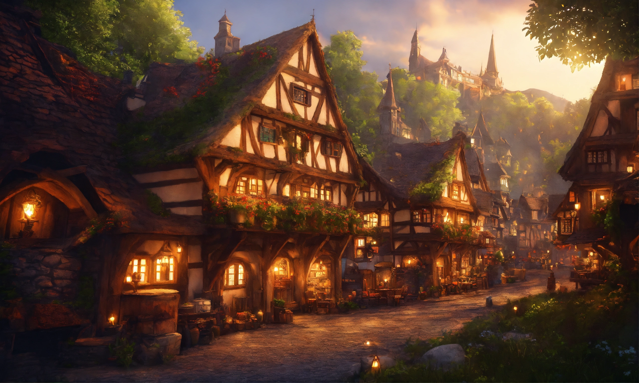 Lexica - Epic shot of ultra detailed and cozy elves city with half ...